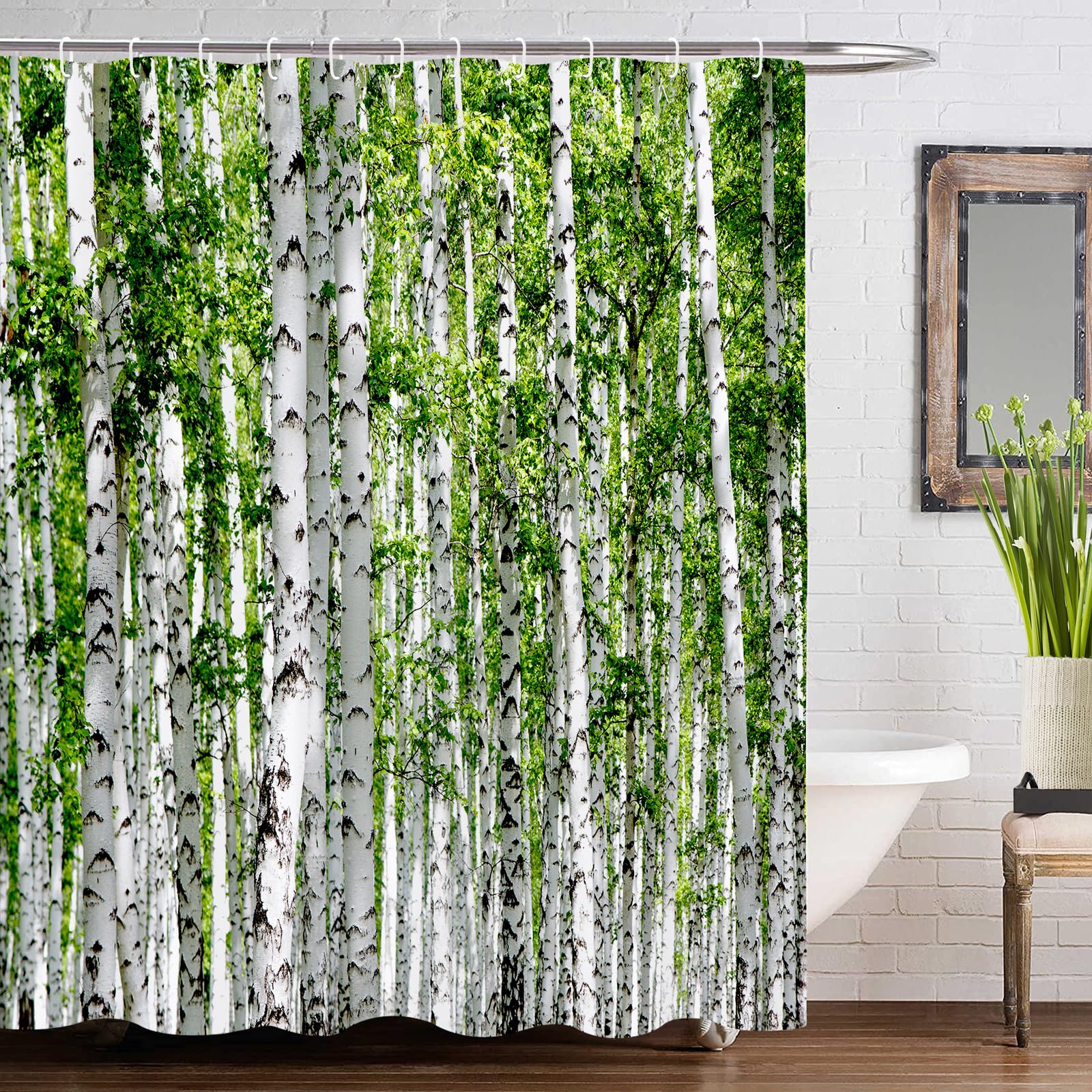 GOOESING Scenic Shower Curtain Natural Scenery Forest Shower Curtain Landscape Bathroom Curtain with Hooks Bathroom Decor Washable Durable Waterproof Fabric 180x180cm - Image 4