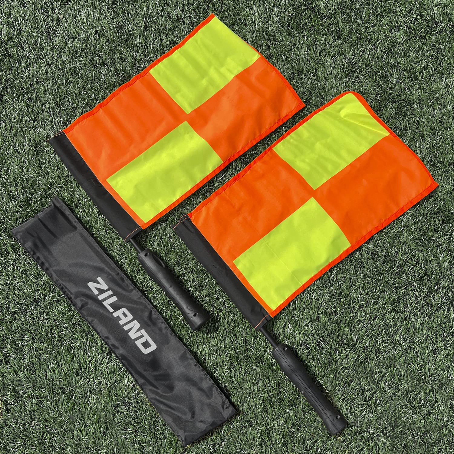 Pro Referee Flags [Pair] • Hi-Vis check Flag • A must for match officials at pitch side.