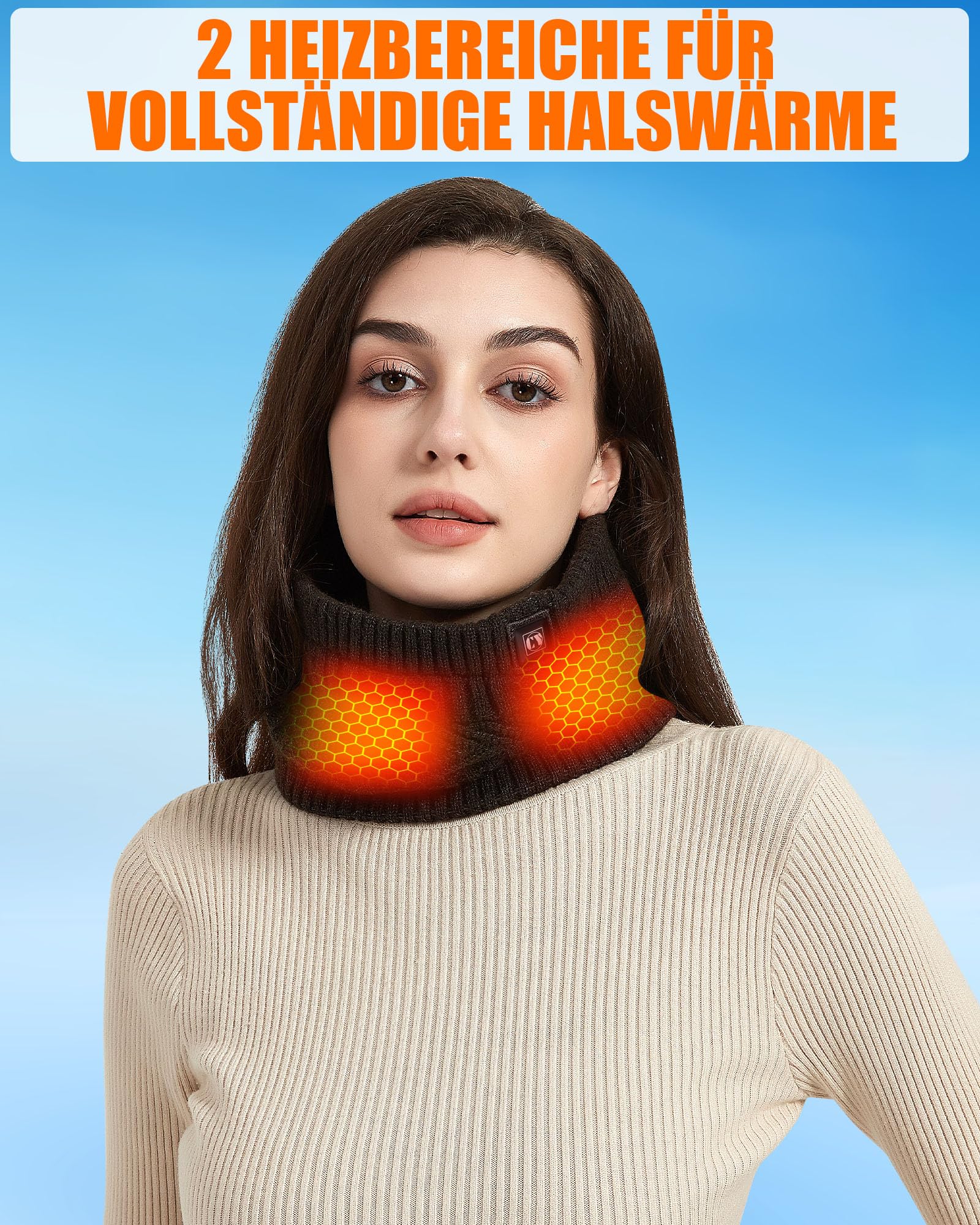 CYCYHEAT Beheizter Nackenwärmer Elektrisch Schal mit 4000mAh Powerbank 3 Heizstufen Heizschal für Damen und Herren, Ideal für Outdoor Jagd Angeln Camping Wandern