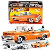 Mattel Brick Shop Hot Wheels Serie Elite set da costruire, Custom ’62 Chevy Pickup, 858 pezzi, adesivi per personalizzare l’auto, per collezionisti adulti e bambini dai 10 anni in su, JFT20