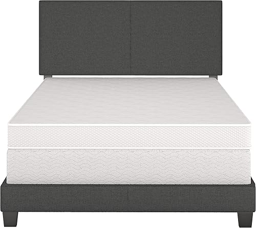 Miniatura 8 de Boyd Sleep Milan - Marco de cama de lino negro con plataforma totalmente tapizada con cabecero ajustable, base o somier calificado para su uso Negro