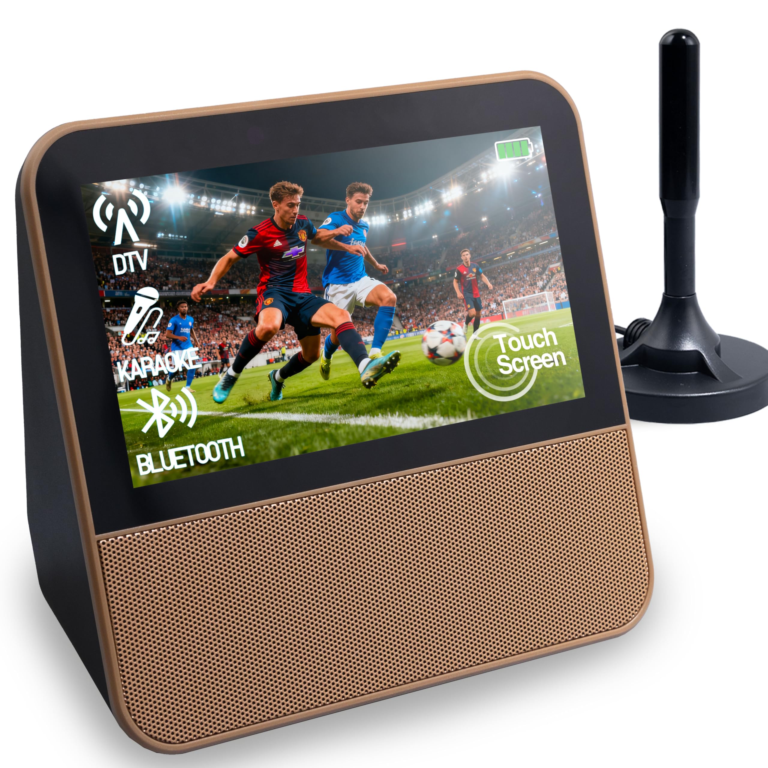 7 Portable TV with Antenna 1080P HD Touch Screen Bluetooth Speaker Karaoke Machine with USB HDMI Input Battery