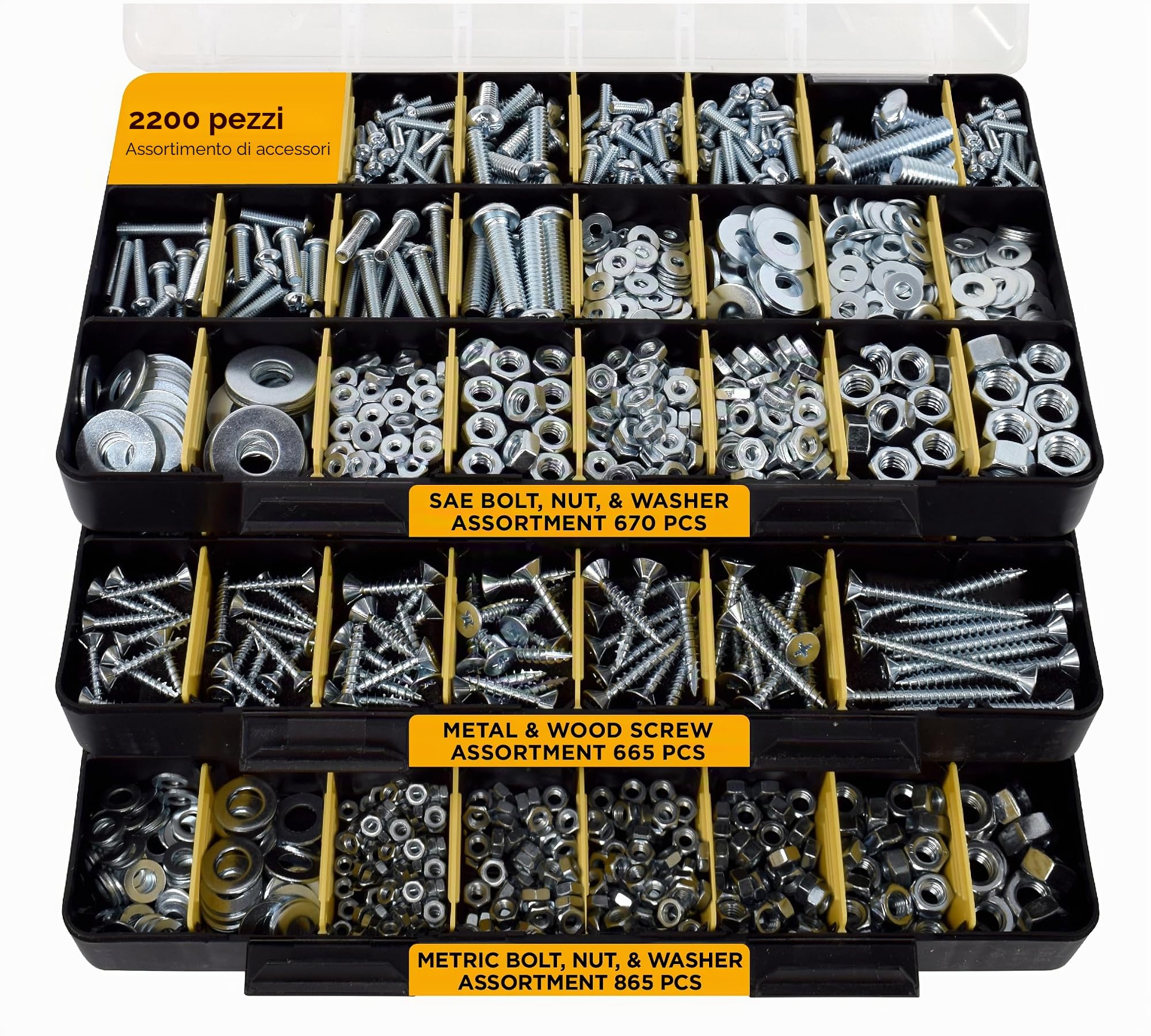 Jackson Palmer Assortimento di articoli in ferro da 1.700 pezzi con viti, dadi, bulloni e rondelle (3 scatole)