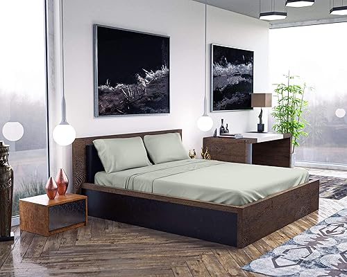 Miniatura 8 de BAMPURE Juego de sábanas de bambú 100% orgánico de 4 piezas, con bolsillo profundo de hasta 16", 1 sábana encimera, 1 sábana bajera, 2 fundas de