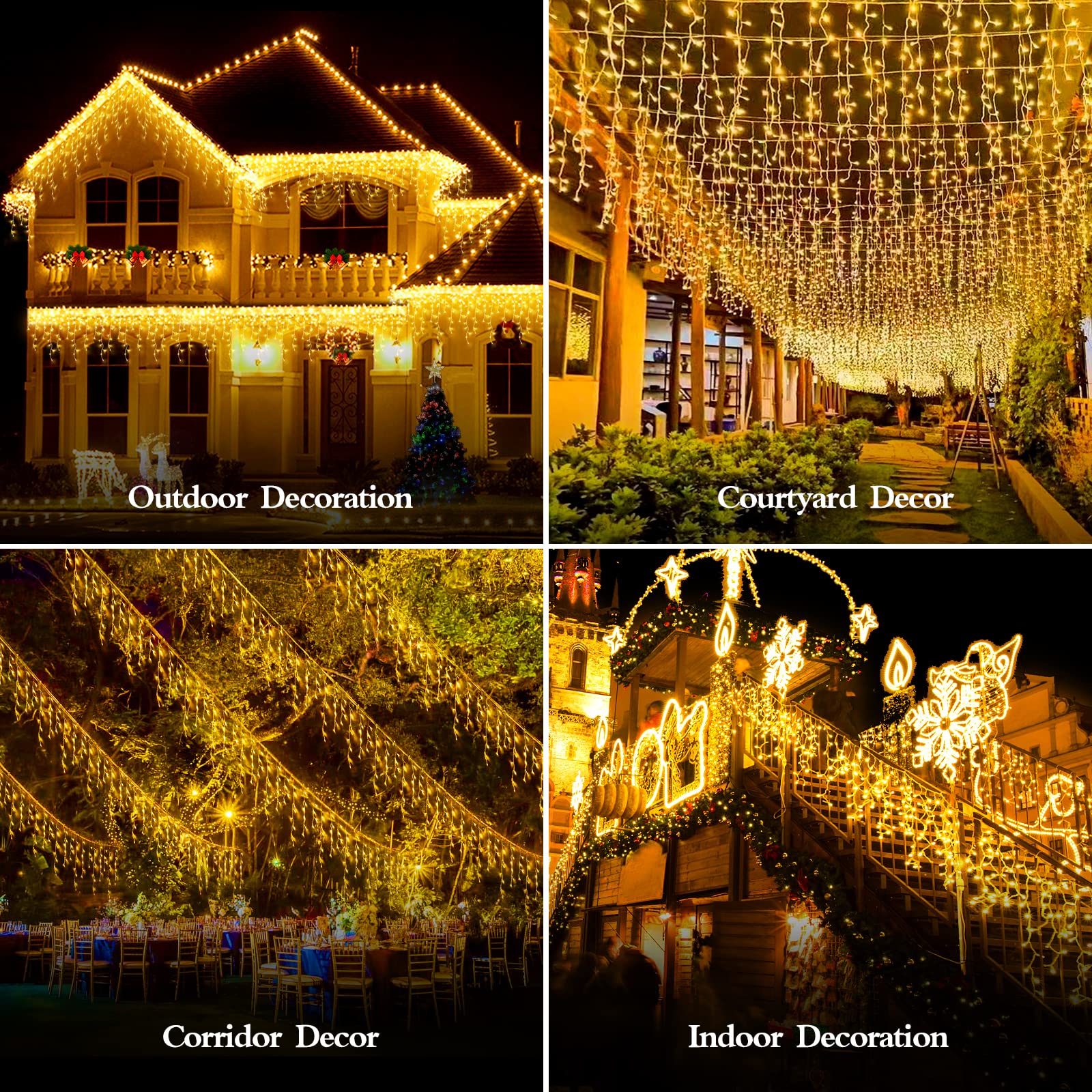 164FT Outdoor Christmas Lights Plug in 8 Modes with Timer Dimmable