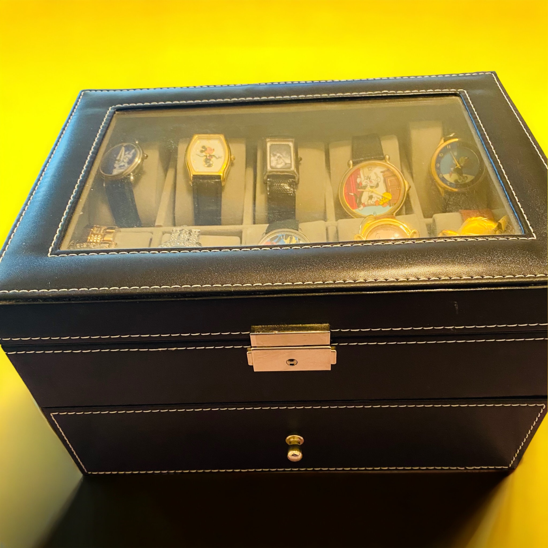 Watch 20 Slot Watch Box Organizer Case Black Gray Lining on Amazon