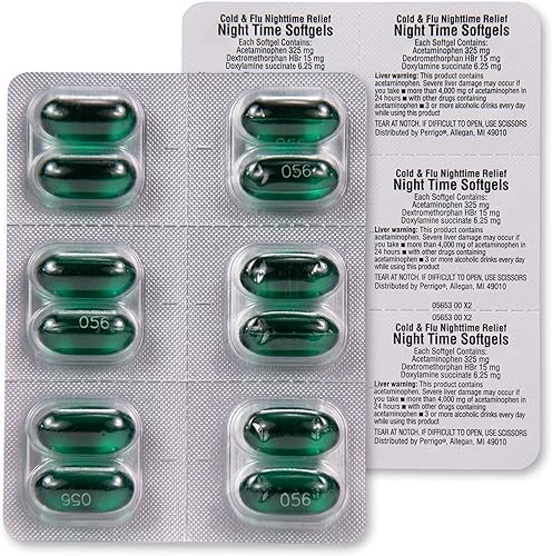 Miniatura 6 de Tienda Basic Care Nighttime para resfriado y gripe, 24 cápsulas blandas