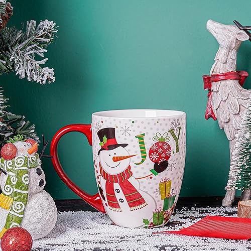 Miniatura 6 de DUSVALLY Taza de café de Navidad, taza de cerámica, taza de té de Navidad de 18 onzas, juego de 4
