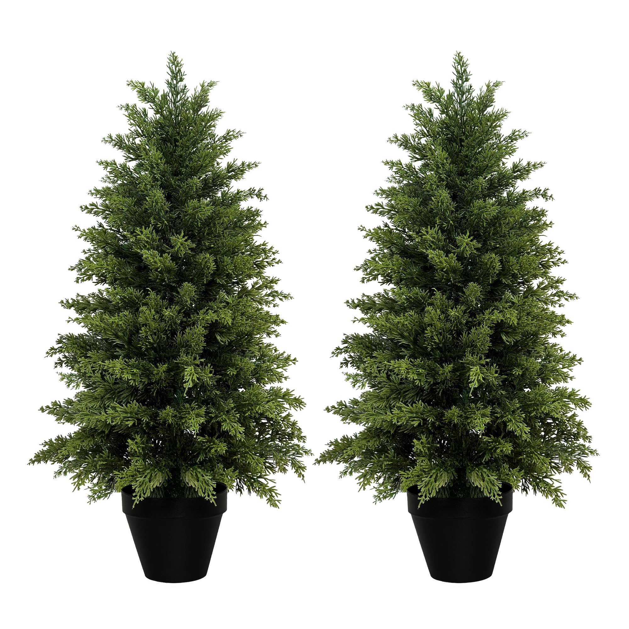 3ft Artificial Cedar Trees for Outdoors Planters Set of 1 Topiary Trees Artificial Outdoor Indoor Realistic Faux Cedar Tree for Home Front Porch Office Entryway Decor