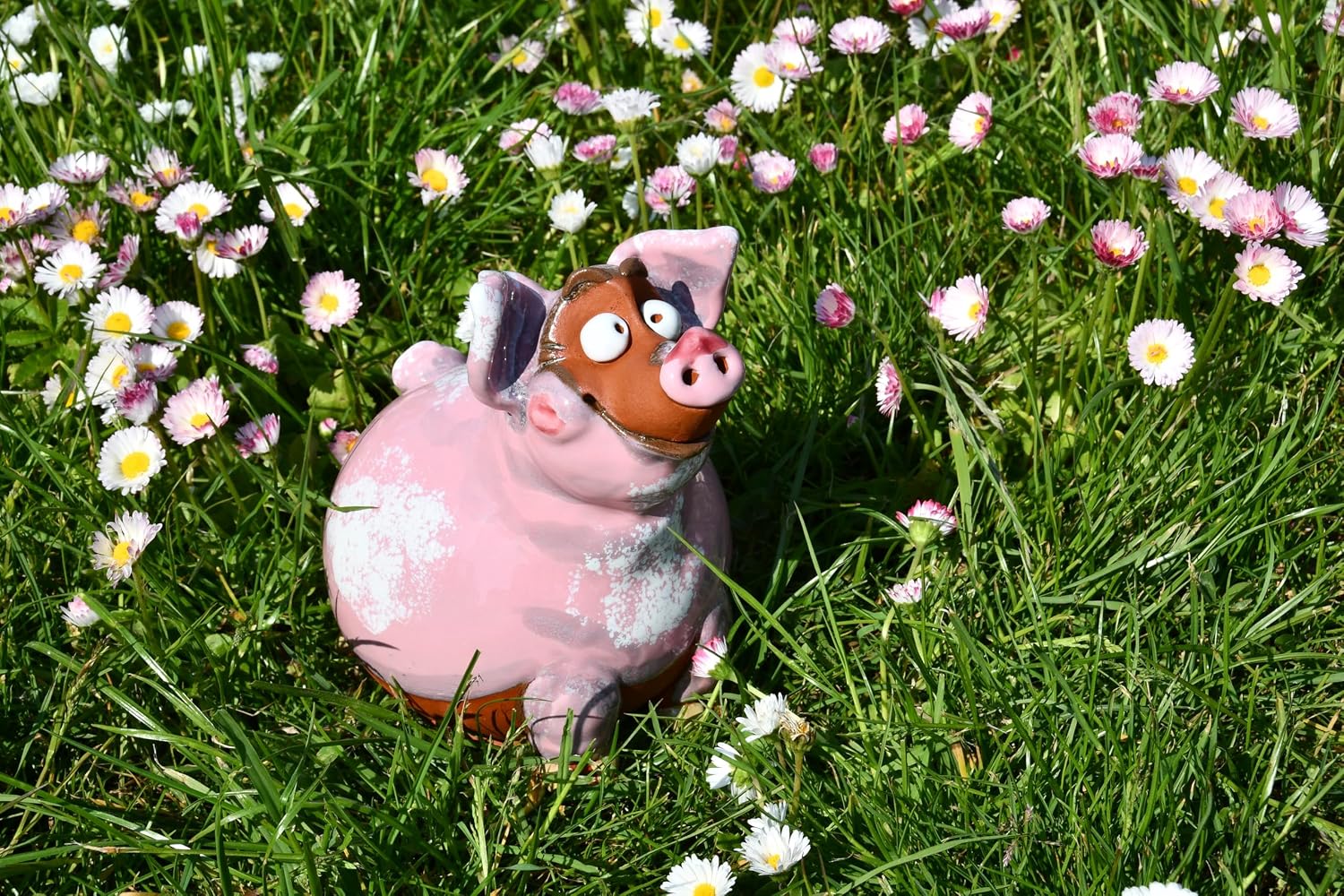 Ceramic Garden Decor - Pig Lawn Stake - Outdoor Statue - Perfect, Unique Gifts for Gardeners Woman, Men, Yard Gifts - Handmade, Frostproof image 5