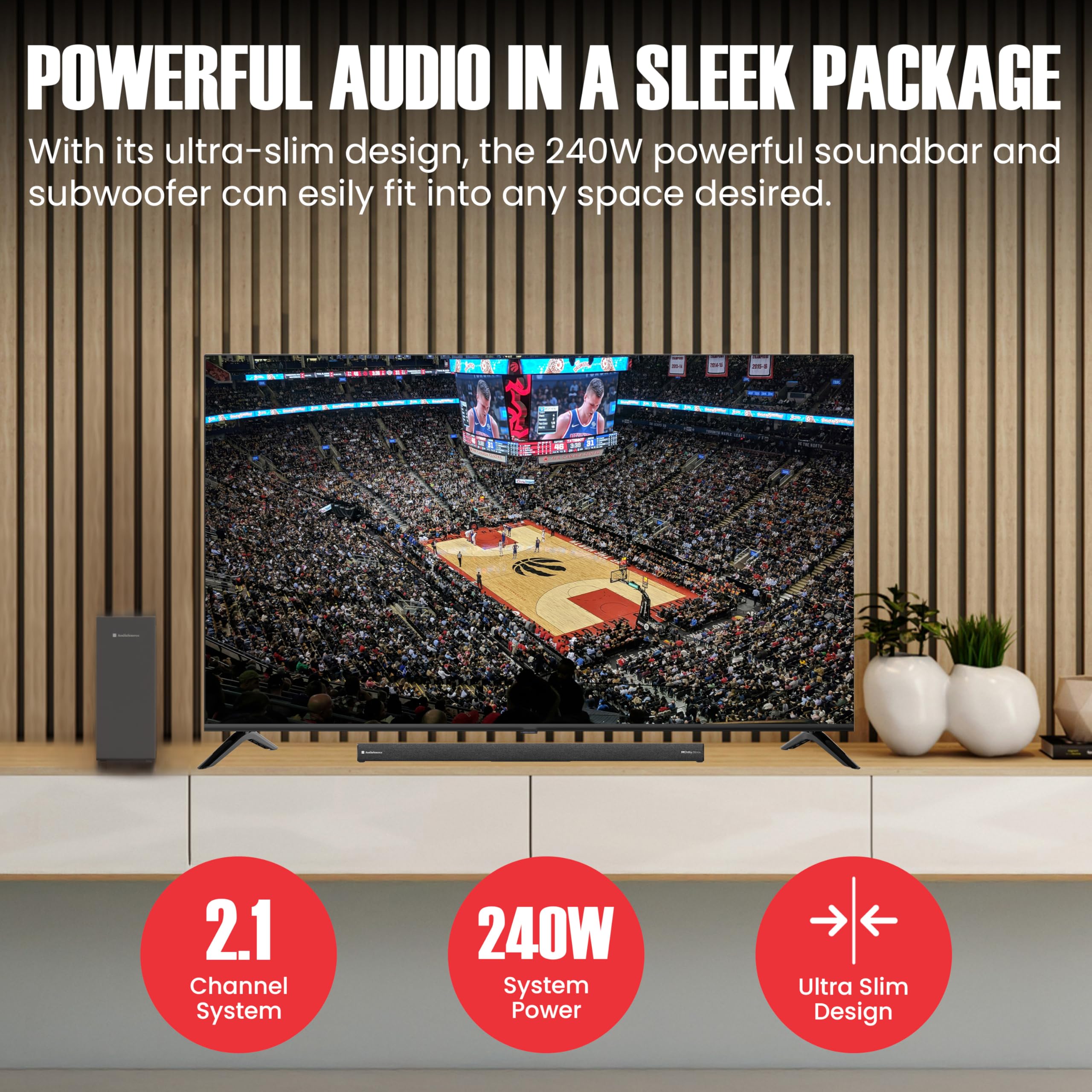 Soundbar Audiosource 2.1 Wireless Dolby Atmos Streaming Bluetooth - Dettaglio