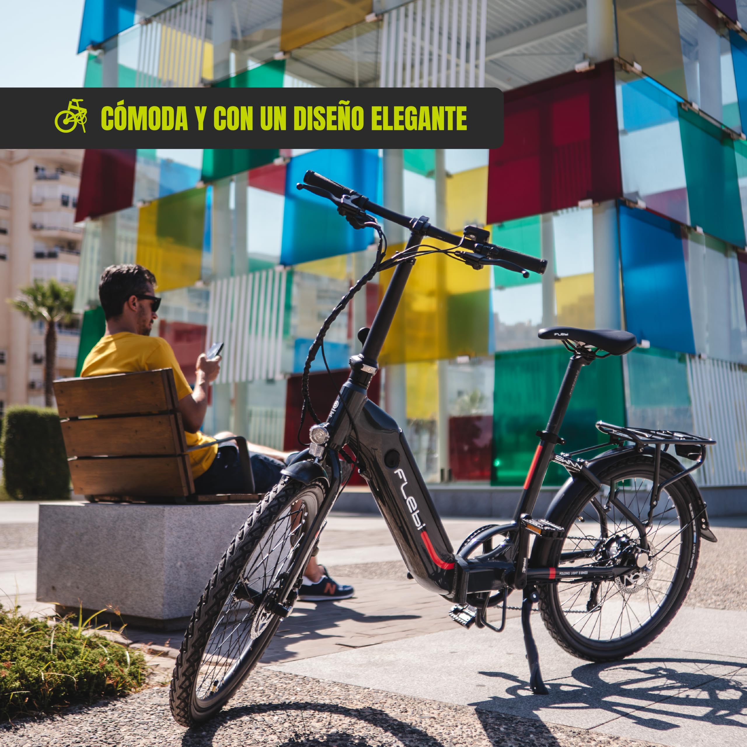 Flebi Swan Bicicleta Eléctrica Plegable 24" |Autonomía 70 km |Batería Extraíble 10.4Ah/374Wh |7 Velocidades |E-Bike Urbana Unisex Compacta Ligera Mujer y Hombre