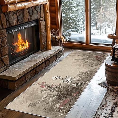 J275 - Alfombra de pasillo de 2 x 7 pulgadas, diseño rústico de flores silvestres, antideslizante, lavable, decoración del hogar para cocina,