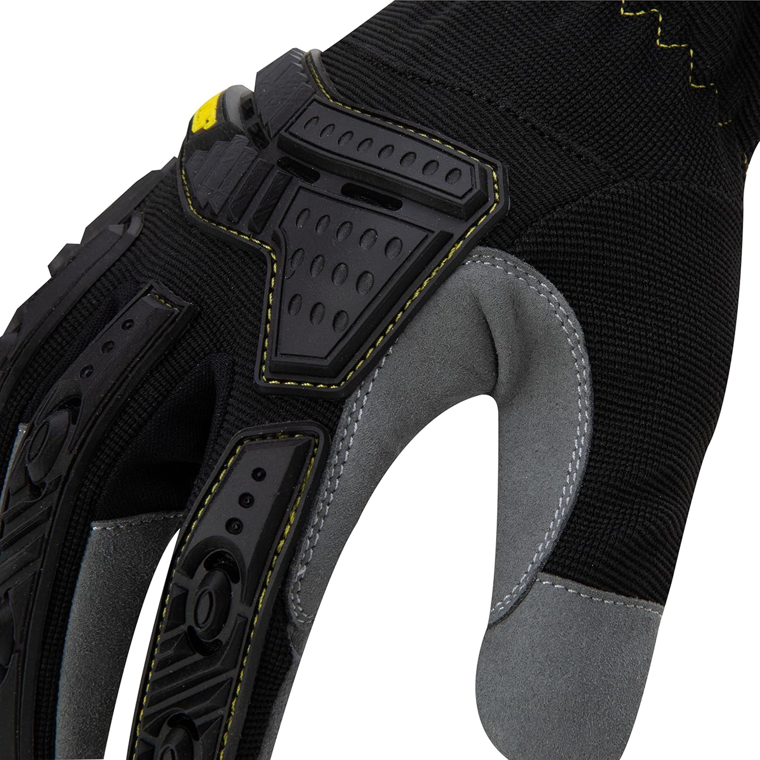 Estwing Impact Resistant Work Glove, High Grip Fingers and Palm, Knuckle Protection, Elastic Cuff, 1 Pair, Black/Gray