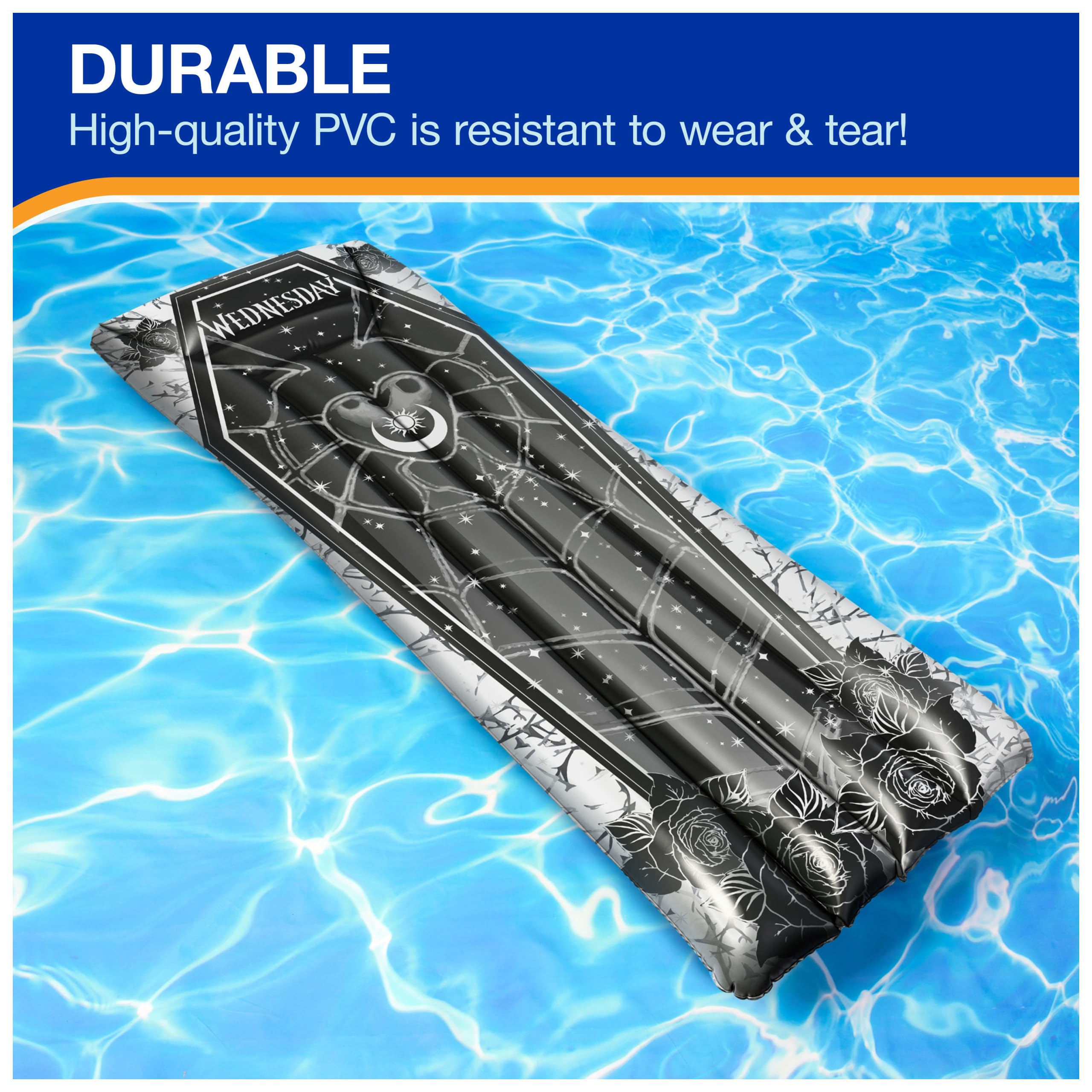 Swimways Wednesday Suntanner Pool Float, aufblasbarer Pool Floats & Kinder Pool Spielzeug, Schwimmbad Zubehör & Strand Essentials für Jugendliche ab 14 Jahren