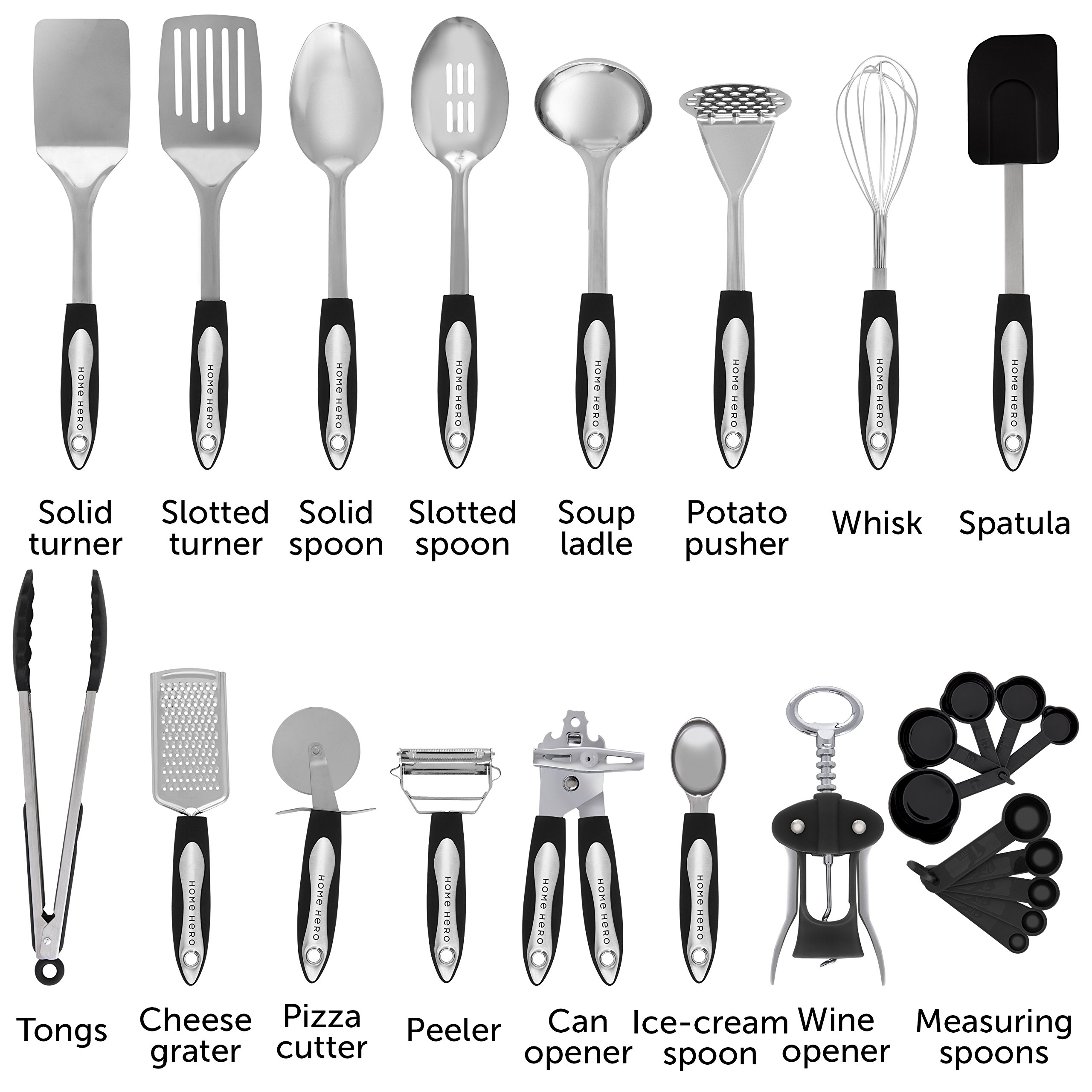 Home Hero Stainless Steel Kitchen Cooking Utensils 25 Piece Kitchen Utensil Set Nonstick Kitchen Utensils Cookware Set With Spatula Set Kitchen Gadgets Kitchen Tool Set Cooking Utensils Set Amazon Sg Home