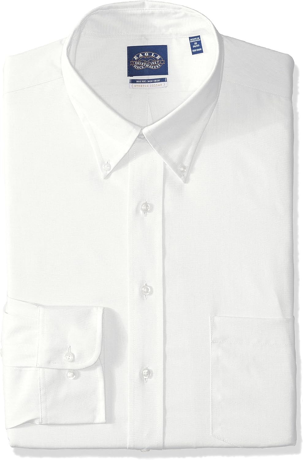 Eagle BIG FIT Dress Shirts Non Iron Stretch Button Down Collar Solid