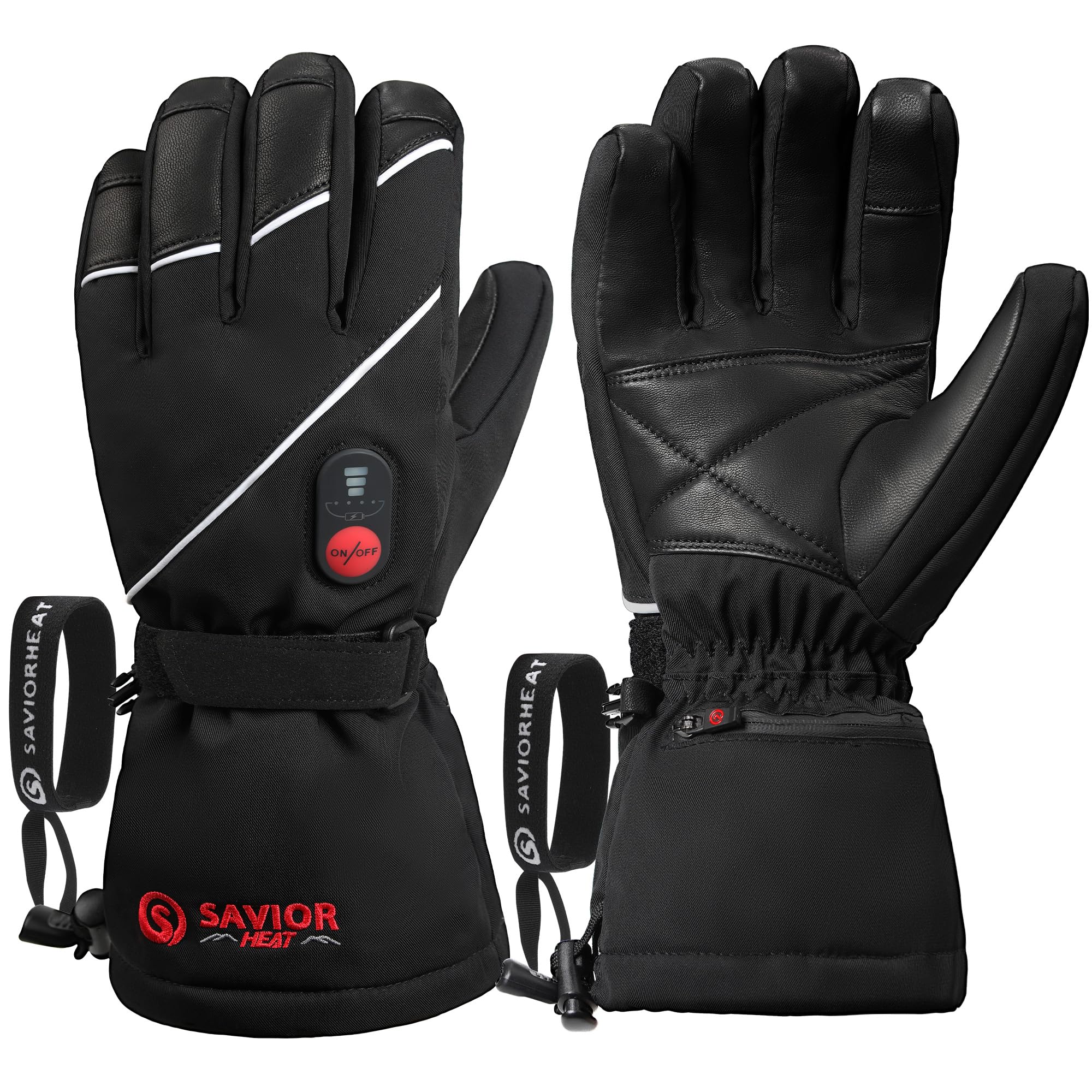 Heated Gloves for Men Women, Rechargeable Electric Heated Leather Skiing and Snowboarding Gloves