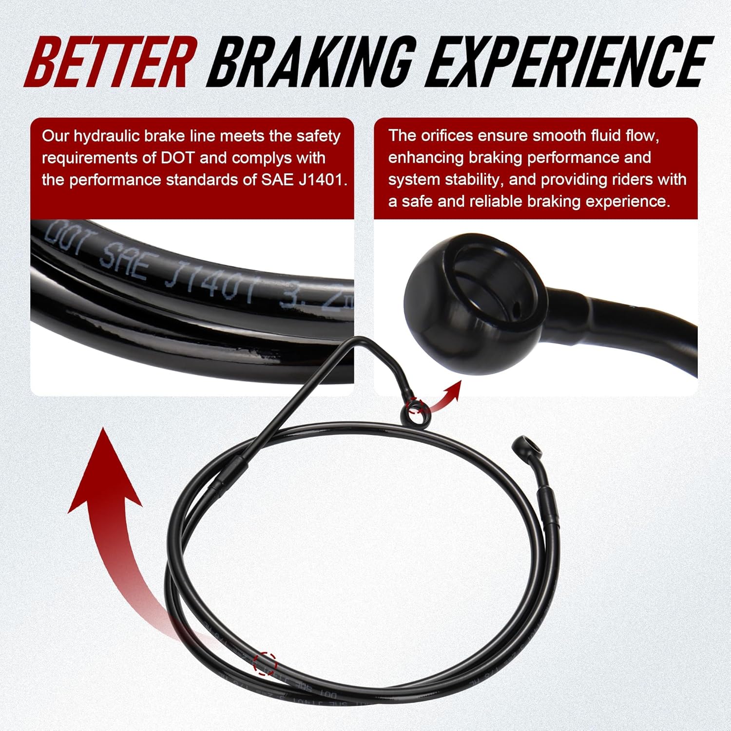 14" Ape Hangers Softail Upper Brake Line Hydraulic Hose Kit Extended Front Brake Cable Black Vinyl Stainless Steel Braided for 2011-2017 Harley Softail Models with ABS