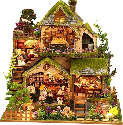 Miniature House Kit, Dollhouse Kit, Miniature Kit, DIY Mini House Building Kit for Adult, Forest Adventure