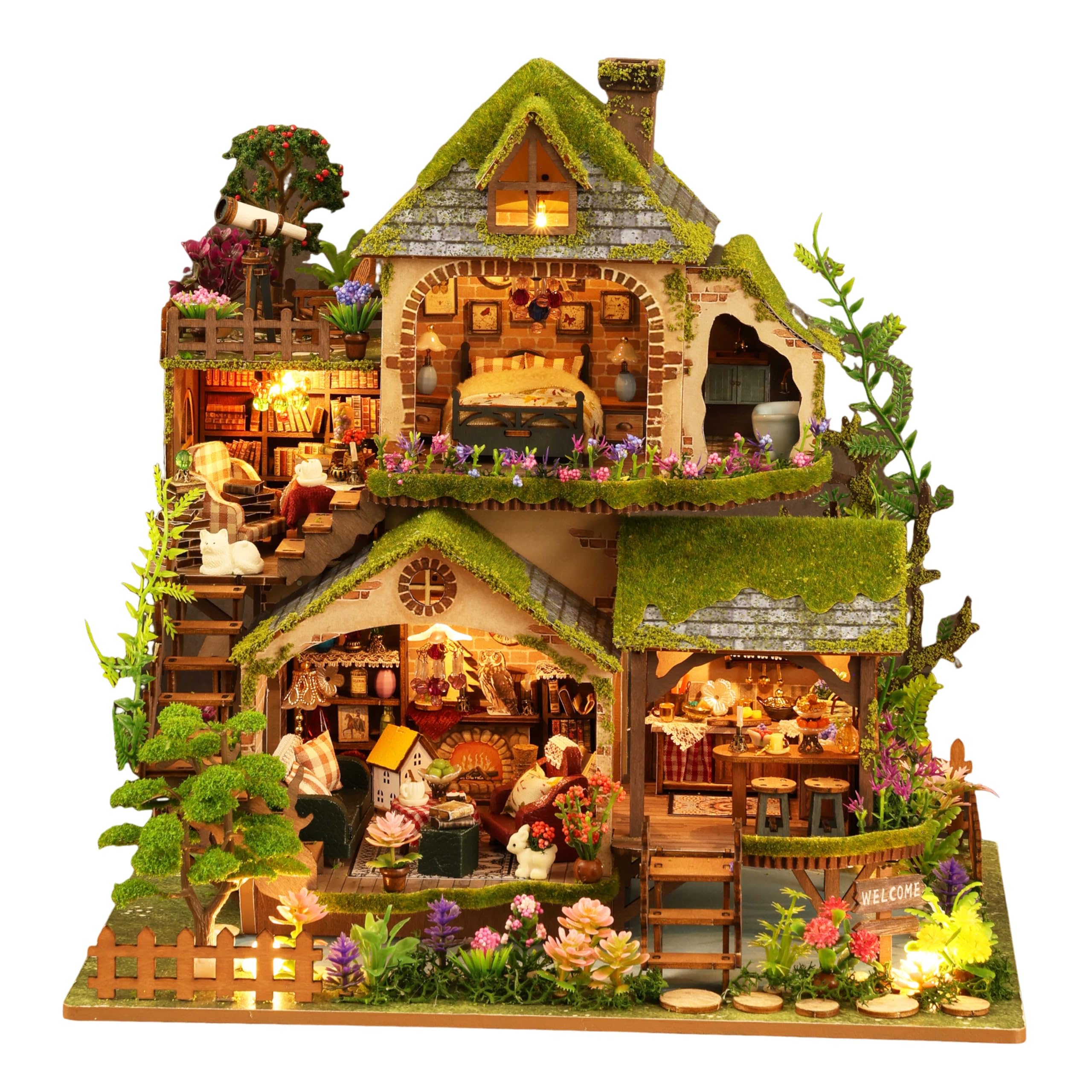 Miniature House Kit, Dollhouse Kit, Miniature Kit, DIY Mini House Building Kit for Adult Teen, Forest Adventure