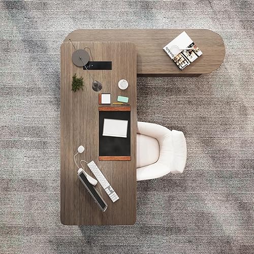 Miniatura 8 de SAINTCY Escritorio ejecutivo grande de oficina con archivador, escritorio ejecutivo en forma de L de 94.5 pulgadas, escritorio ejecutivo ajustable