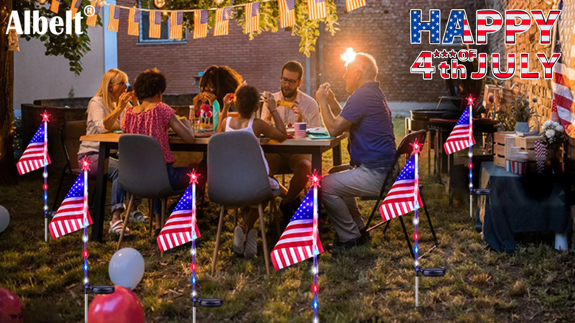 HuanMai Luci della bandiera americana, Luci a stringa di percorsi, Luce a LED impermeabile degli Stati Uniti per il Giorno dell'Indipendenza Festa Nazionale 4 luglio Memorial Day Natale Capodanno