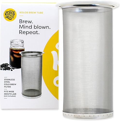 Kolob tubo para infusión, cafetera, en un jarrón mason de boca ancha Filtro de acero inoxidable reutilizable para concentrado de infusión,