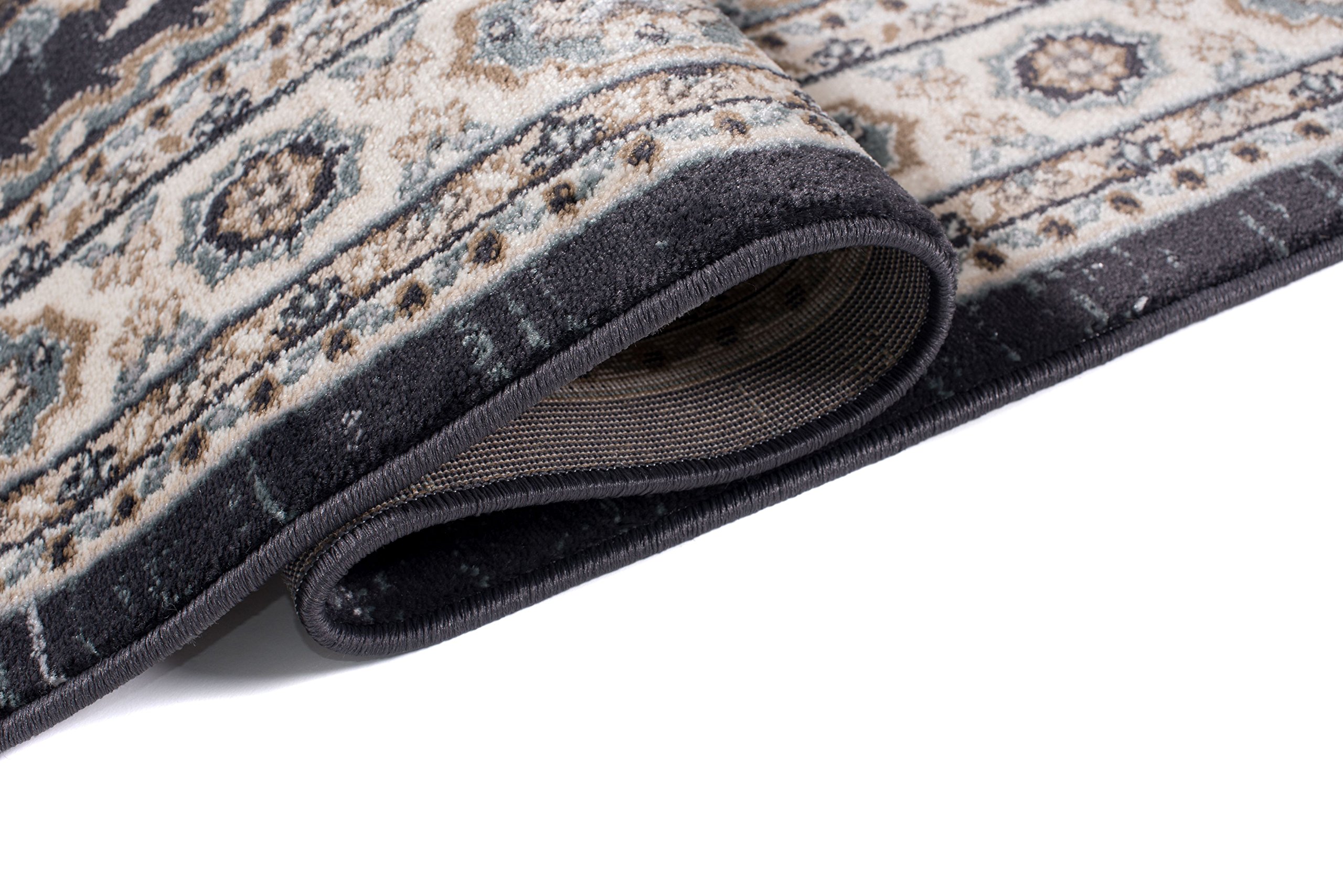 Carpeto Grand Tapis Couloir 180x250cm Noir Anthracite Classique Doux