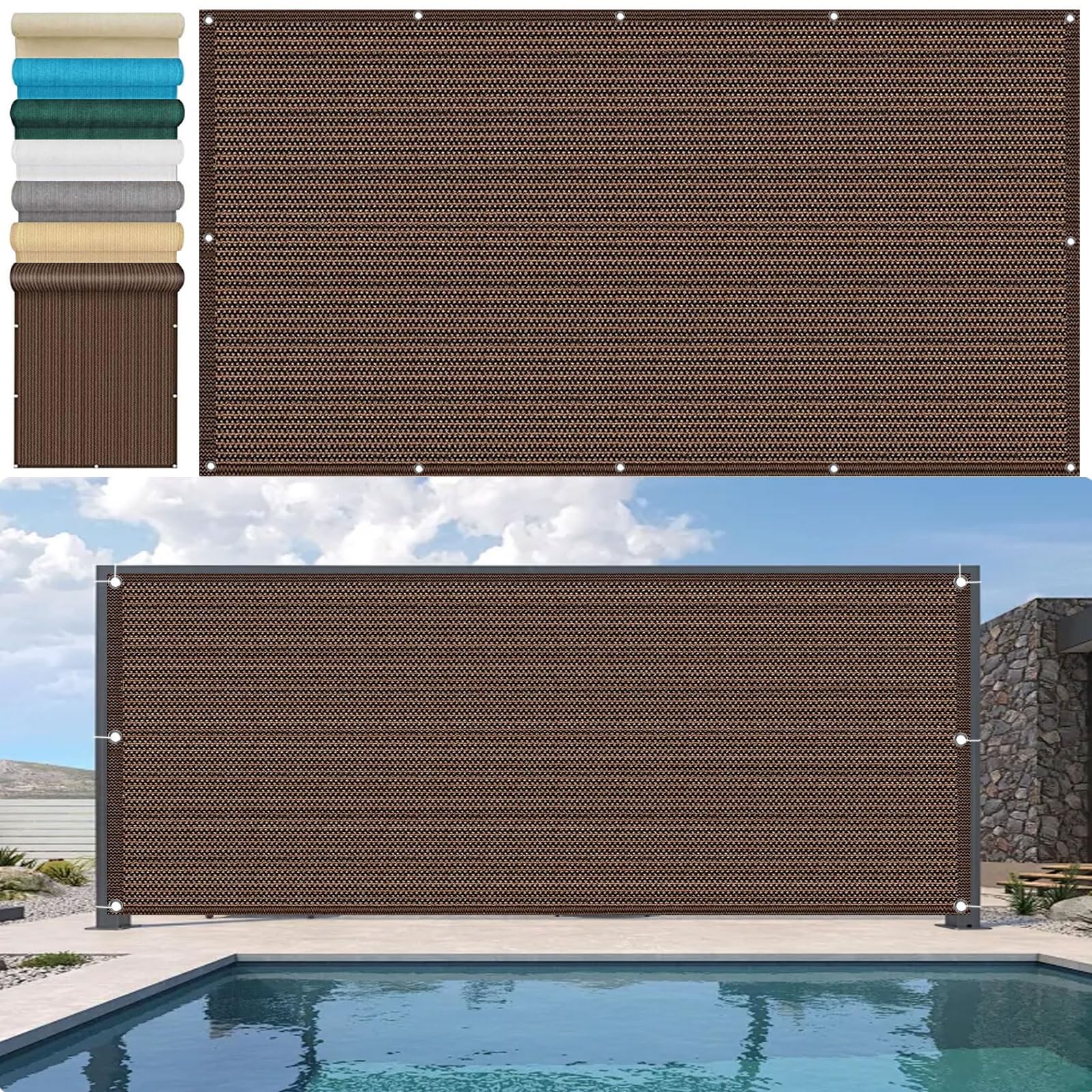 Brise Vue Balcon 75 x 325 cm Protection UV HDPE Brise Vue Jardin avec Attaches de Câble et Cordons pour Jardin Terrasse Balcon Patio, ‎Marron