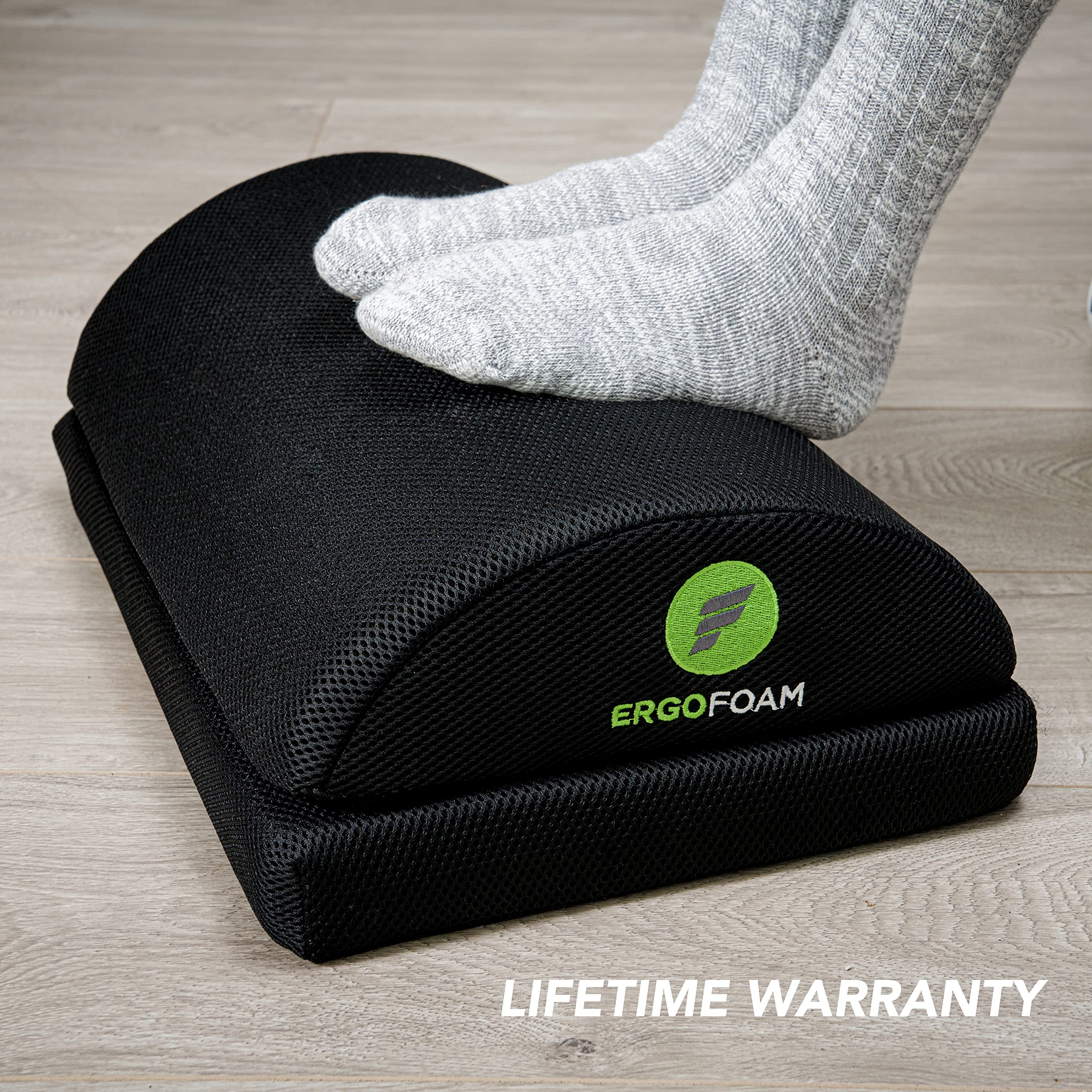ErgoFoam Adjustable Desk Foot Rest for Added Height (Mesh) Large Premium Under Desk Footrest