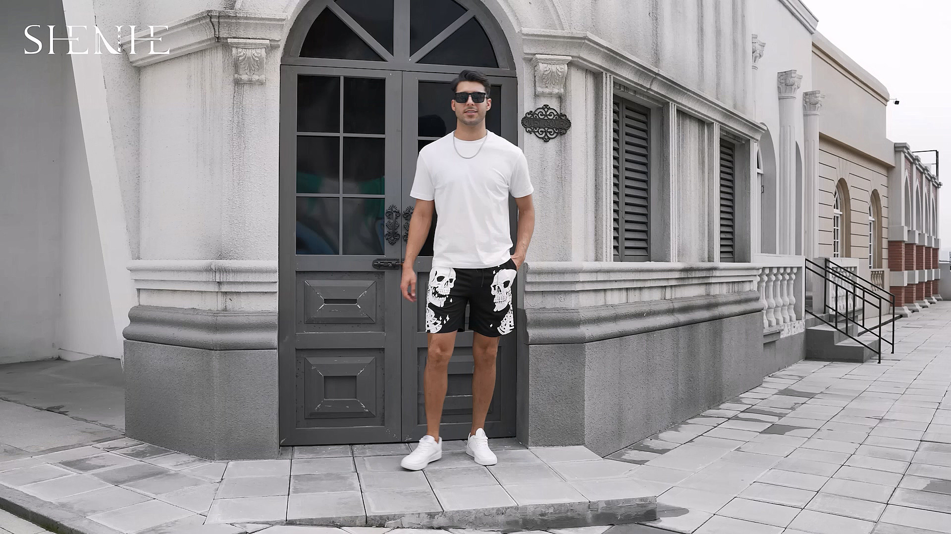 SHENHE Men's Y2K Graphic Shorts Goth Ghostface Skeleton Streetwear