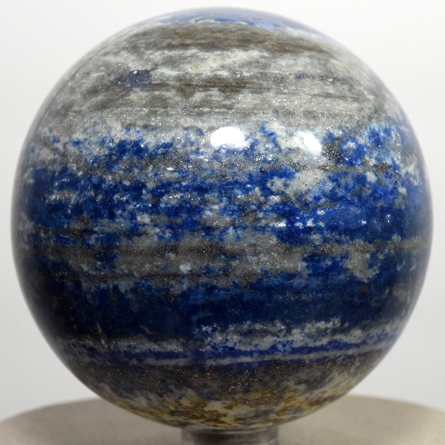 68mm Blue Lapis Lazuli w/Pyrite Sphere Natural Crystal Decor Ball Polished Mineral Stone - Afghanistan + Stand