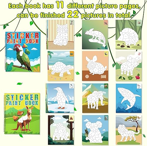 Miniatura 3 de 90shine 2 libros de calcomanías para niños de 4 a 8 años, diseños temáticos de zoológicos para mascotas, regalo de fiesta, crea 22 imágenes