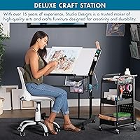 Vista 6 de Studio Designs - Estación de manualidades de lujo, mesa de dibujo ajustable en la parte superior, mesa de dibujo, mesa de pasatiempos, escritorio