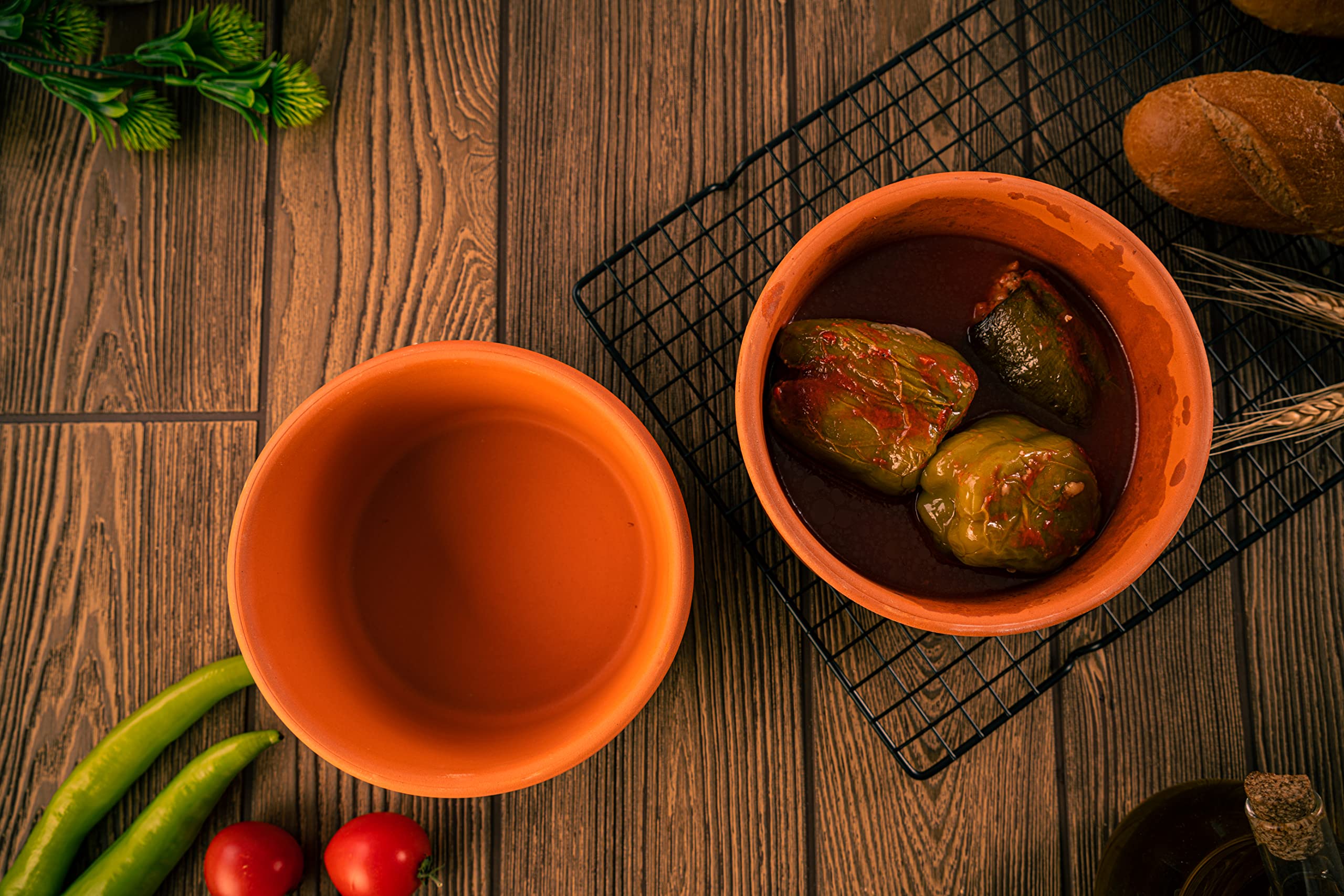 Luksyol Clay Pan For Cooking, Oven Pan, For Cooking, Handmade Cookware, Clay Pot for Oven, Terracotta Pot, Clay Pot For Cooking, Deep Clay Pot, Unglazed Clay Pots For Cooking, Clay Oven Pot Set, 2 Pcs