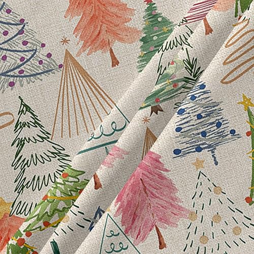 Miniatura 5 de Mantel redondo de Navidad, impermeable y resistente a las manchas, mantel lavable sin arrugas para comedor, fiesta, boda, acuarela, colorido árbol