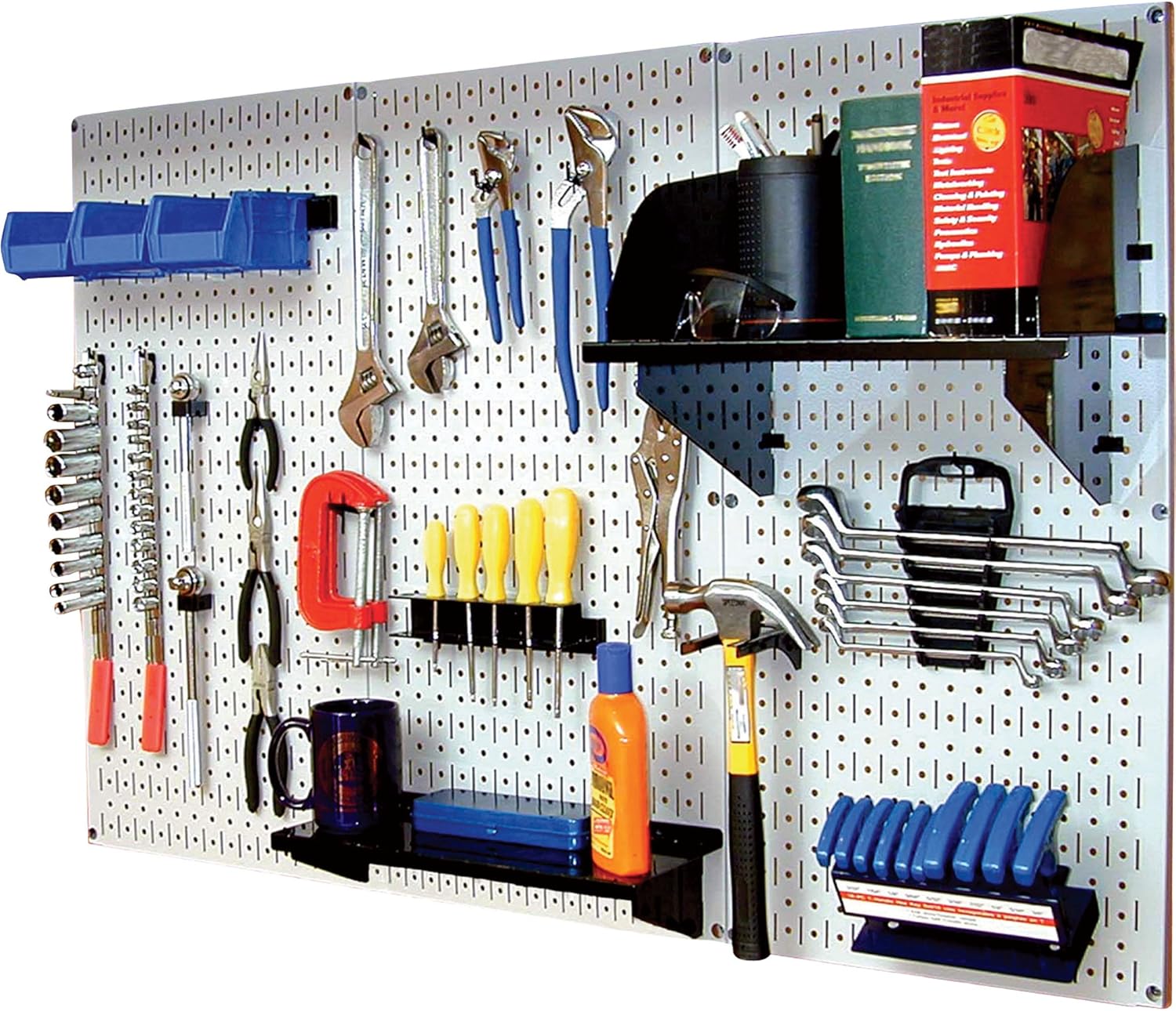 Wall Control Industrial Metal Pegboard - White, Three 16in. x 32in. Panels, Model Number 35-P-3248WH