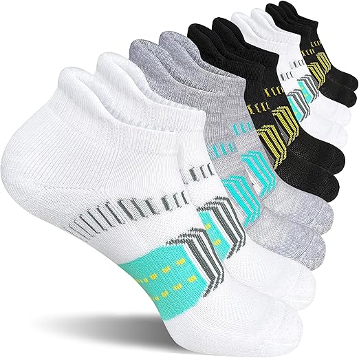 Womens Athletic Cushioned Anti-Blister Comfort Running Ankle Socks 5 Pairs