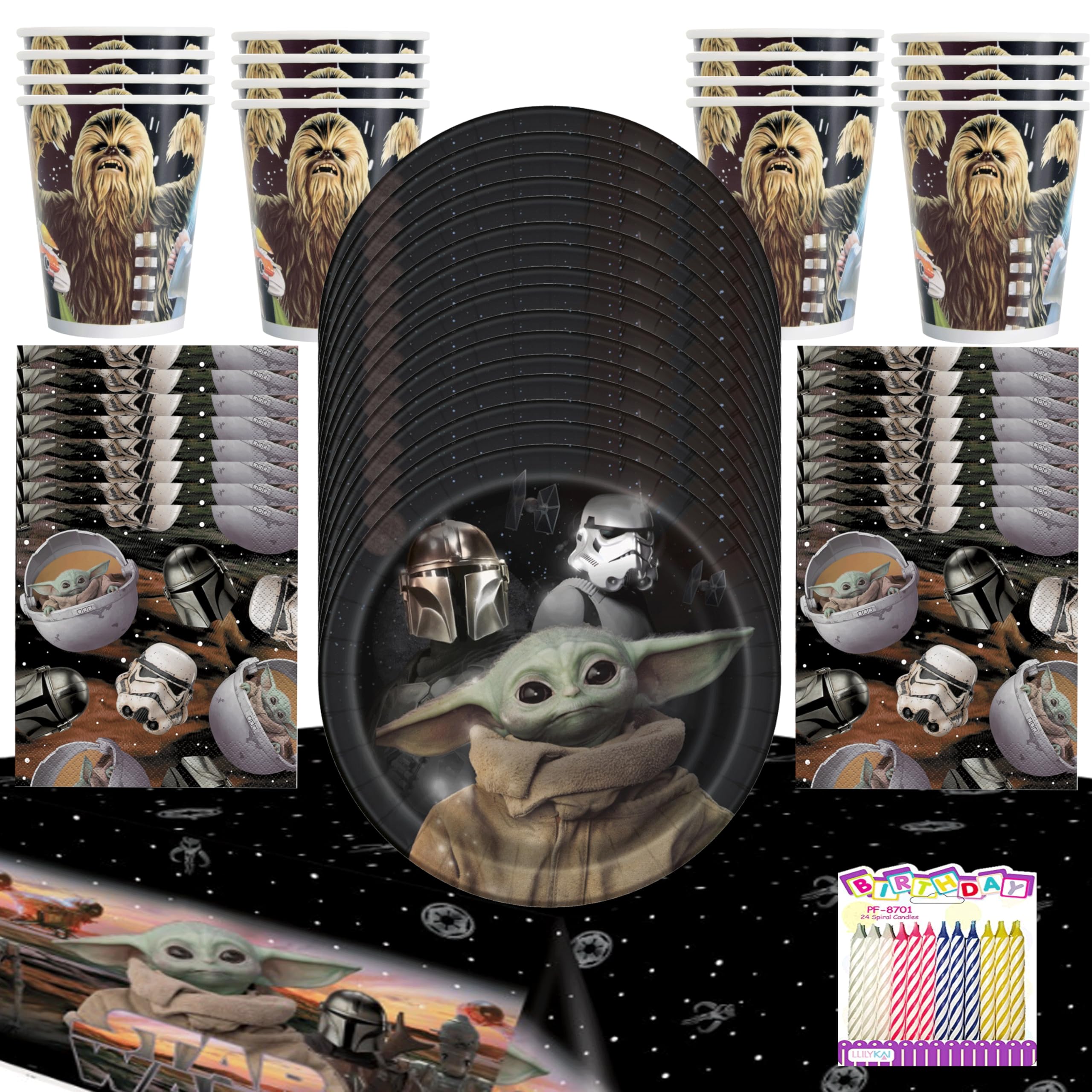Amazon.com: The Mandalorian Party Supplies for 16 Dinner Set with