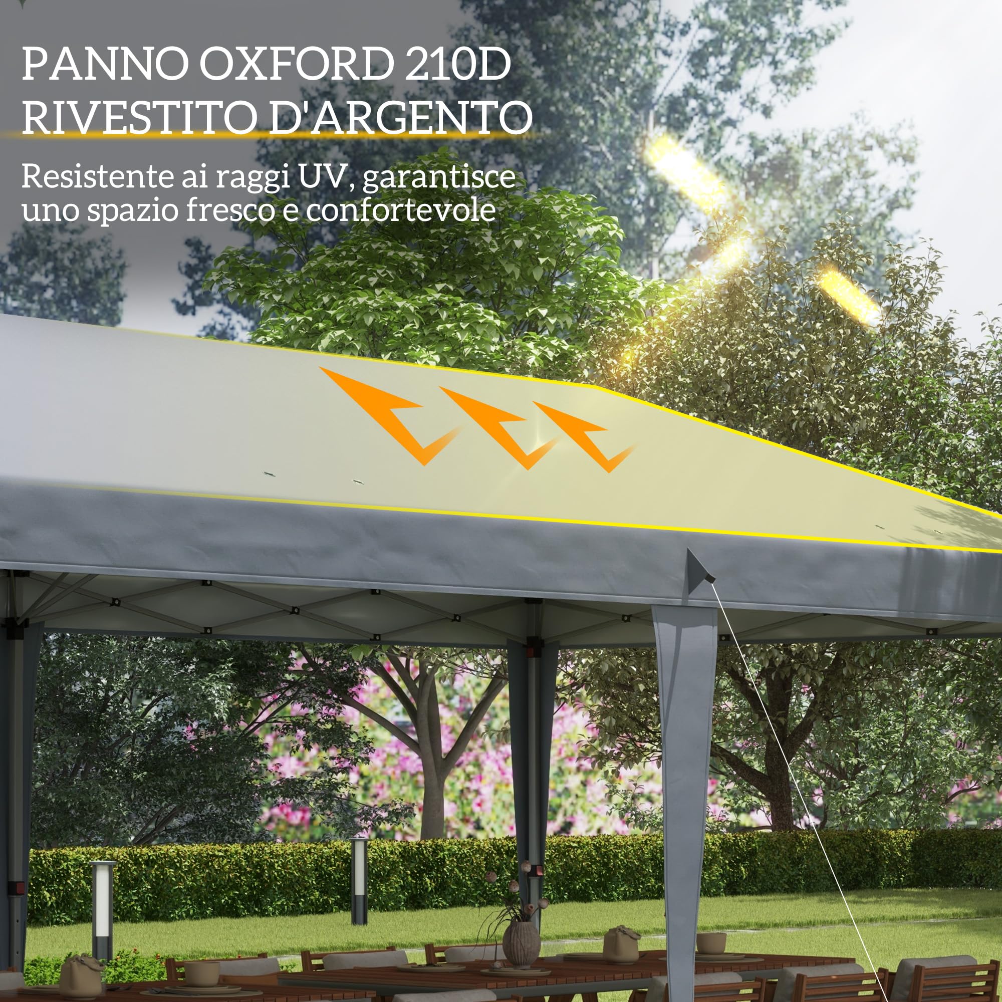 Gazebo Pieghevole Outsunny 6x3 Pop Up Altezza Regolabile 3 Livelli Borsa da Trasporto Acciaio Tessuto Oxford Grigio Chiaro