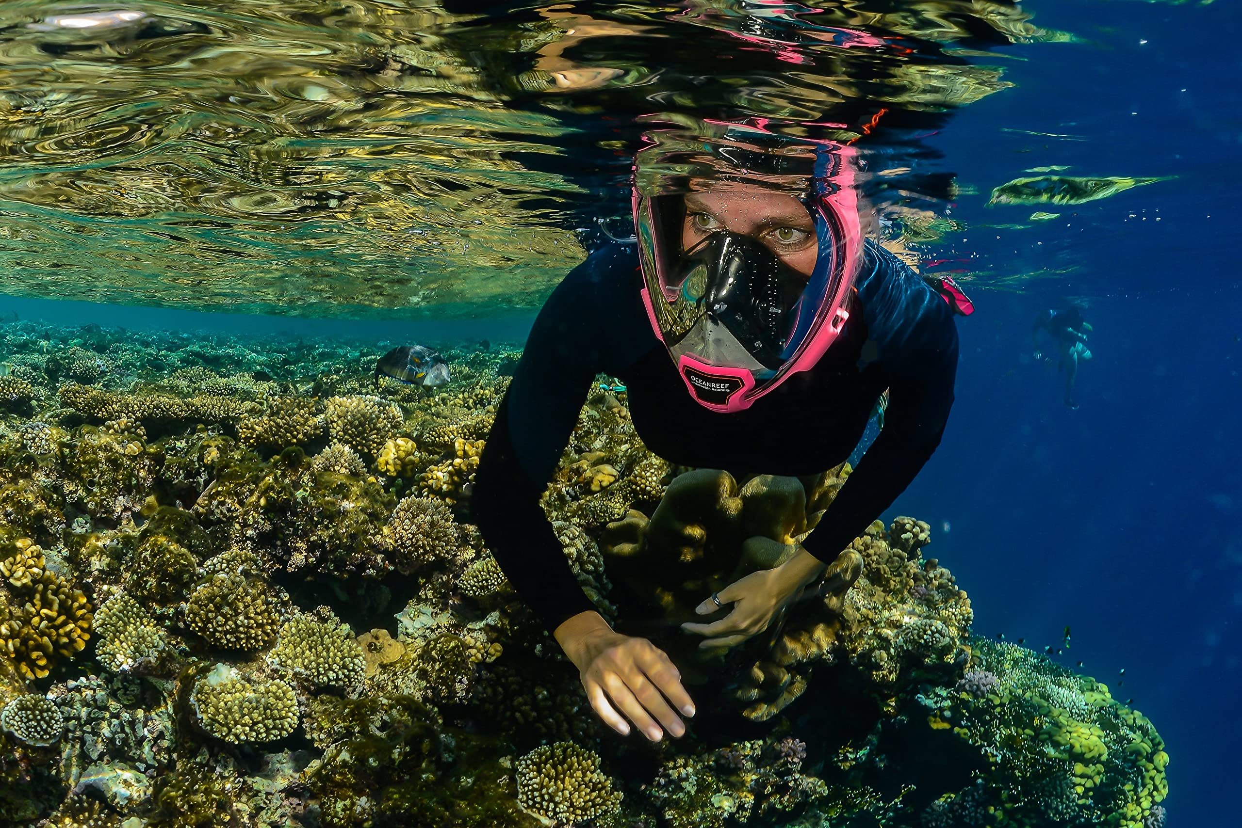 OCEAN REEF - Aria QR + Máscara de Snorkeling de Cara Completa con Boquilla - Visión Acuática de 180 Grados