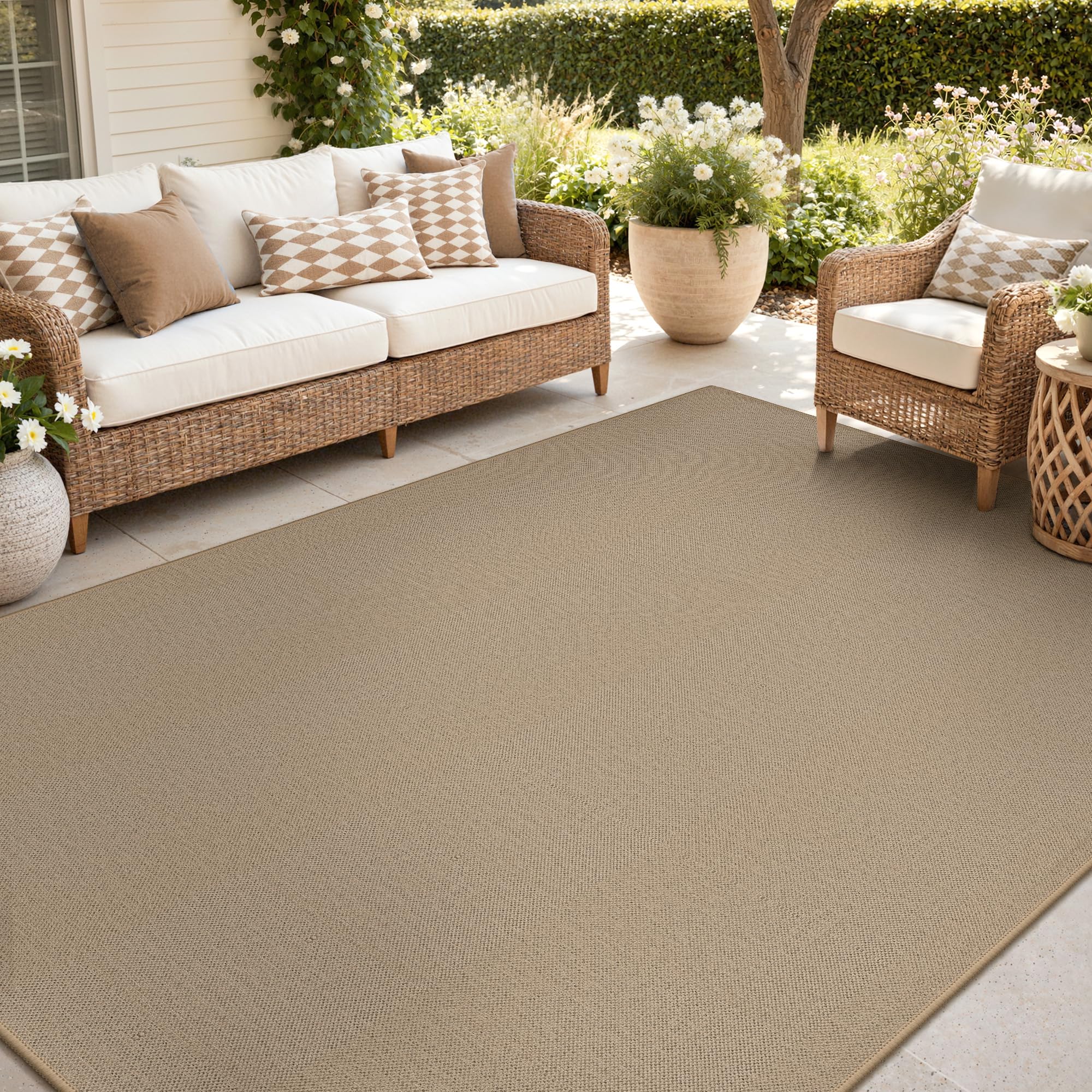 View 1 of ***STOCK IMAGE FOR REFERENCE***
GENIMO 5x8 Outdoor Rug, Washable for Patio Deck, Checkered Easy Jute