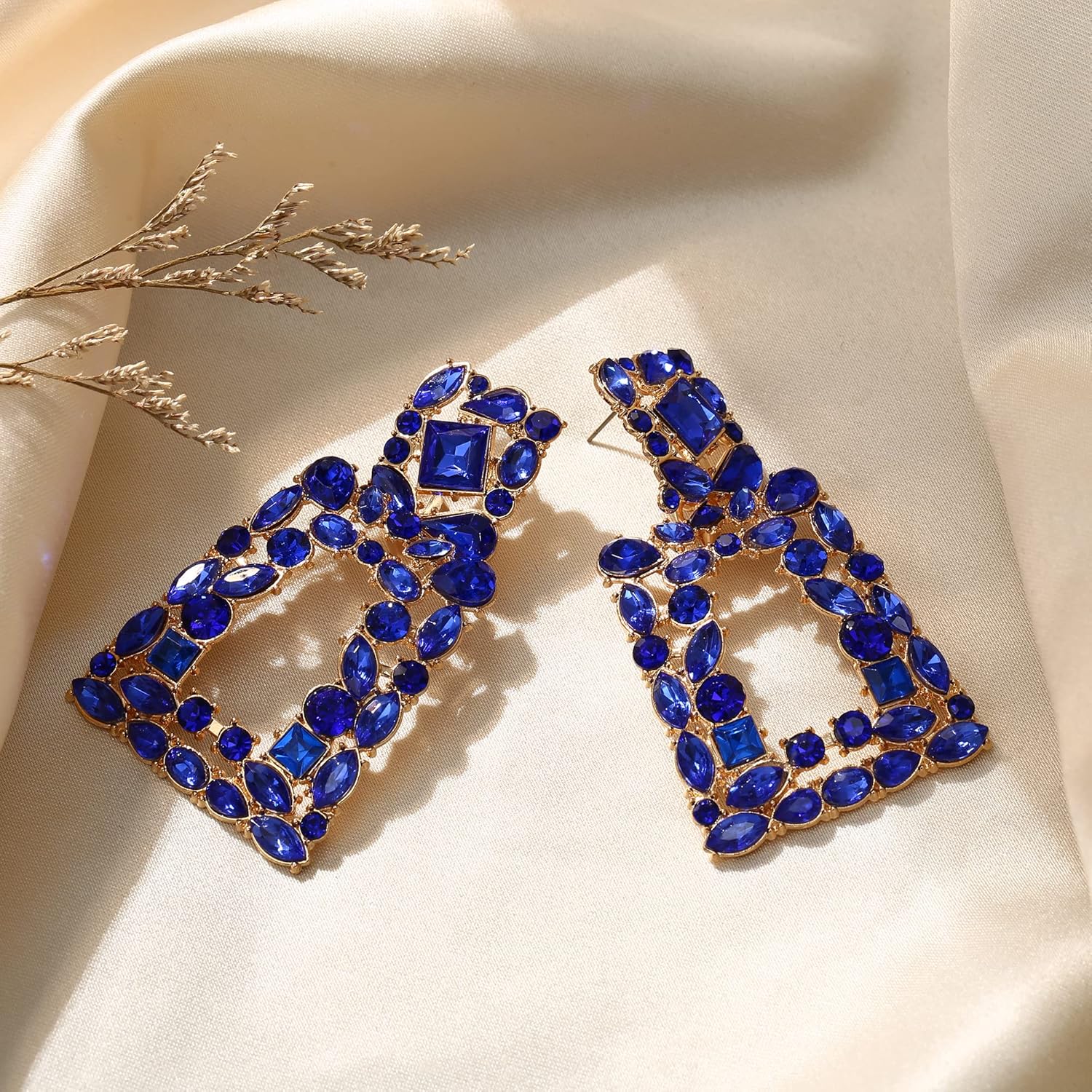 Flyonce Rectangle Dangle Earrings for Women, Rhinestone Crystal Geometric Statement Earring Fashion Jewelry - Image 6