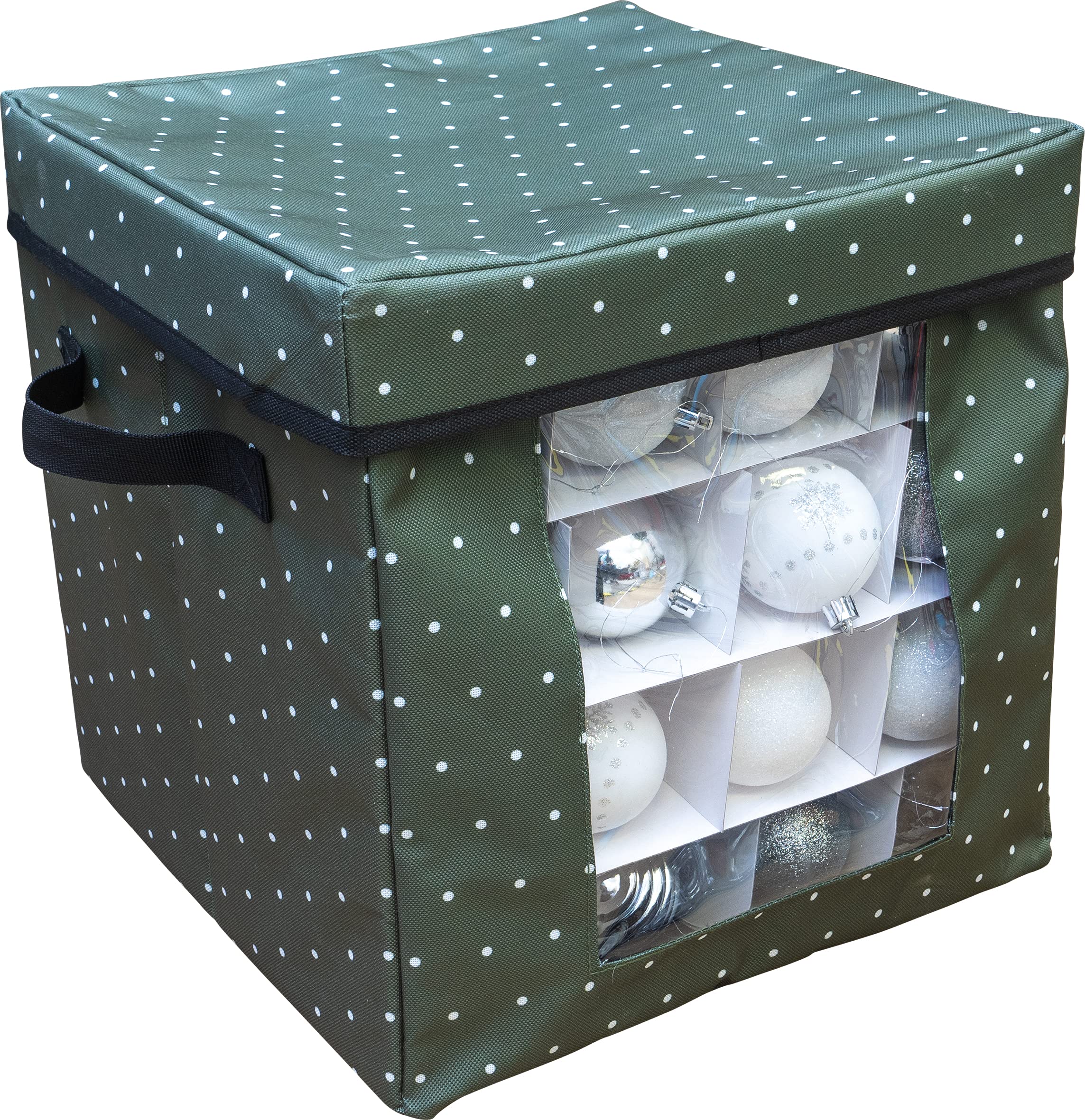 Netagon Green Christmas Tree Wrapping Papers Wreath Decorations Bauble Box Storage Bags Xmas Organiser Holder (Bauble Storage Box - 64 Baubles)