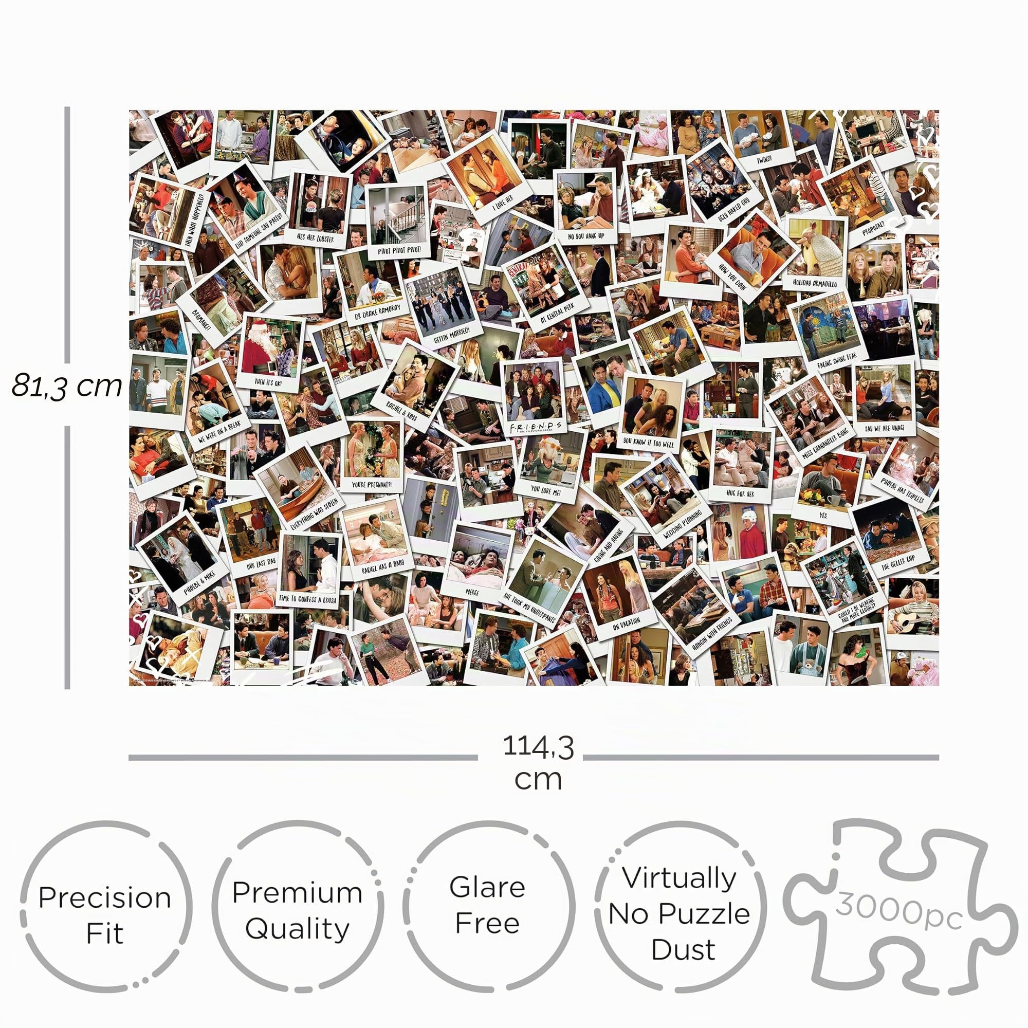 AQUARIUS Friends Puzzle (3000 Piece Jigsaw Puzzle) - Officially Licensed Friends TV Show Merchandise & Collectibles - Glare Free - Precision Fit - Virtually No Puzzle Dust - 32 x 45 inches