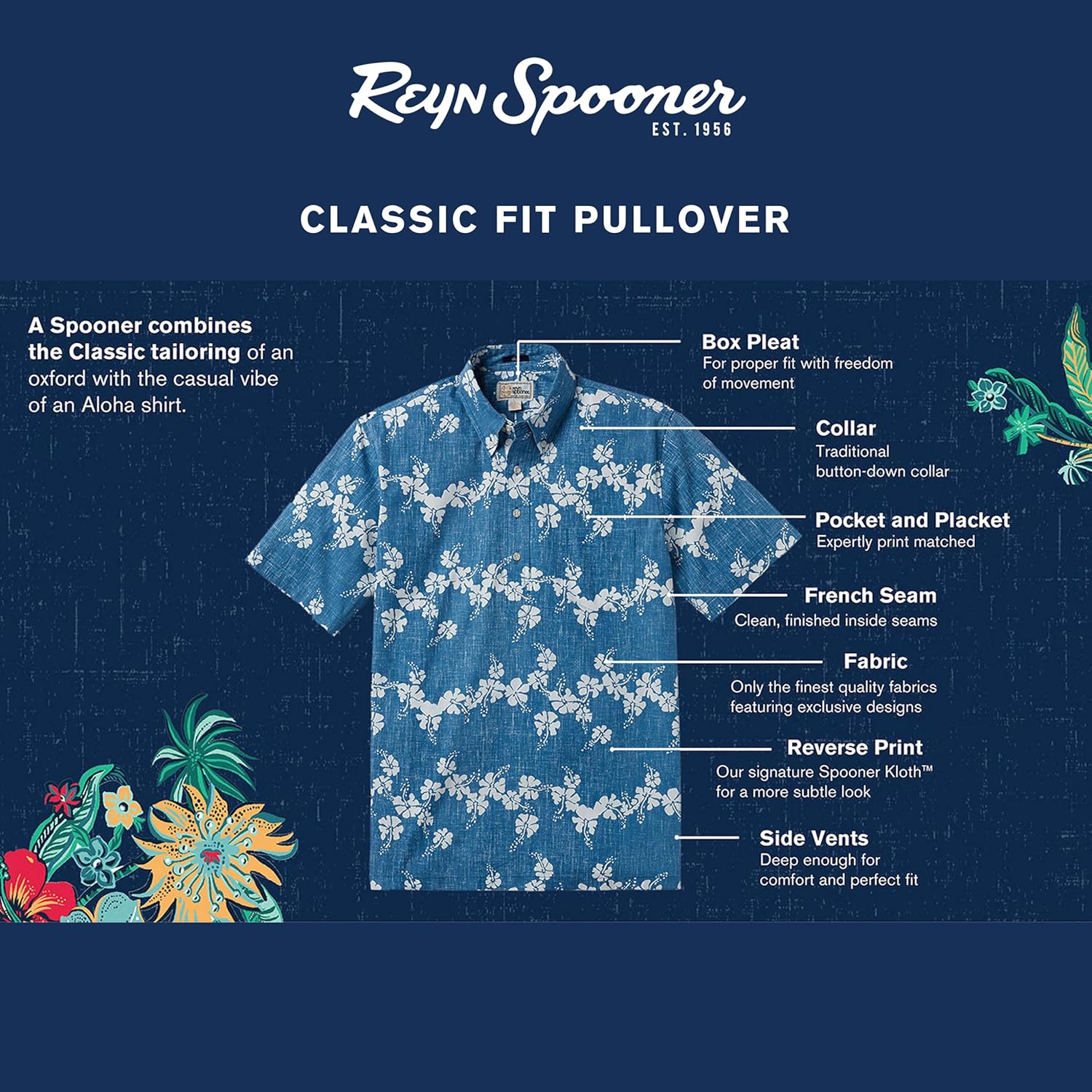 Reyn Spooner Men’s Tropical Leaves Hawaiian Aloha Shirt - Pullover - Image 5