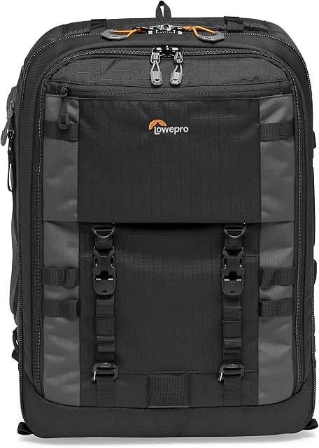 Lowepro Pro Trekker BP 450 AW II, Sac de caméra extérieur, Sac à dos de caméra avec tissu recyclé, Convient 15” Ordinateur portable/Tablette, Diviseurs Maxfit, Couverture étanche, Boîtier de caméra sans miroir/DSLR, Noir/Gris foncé