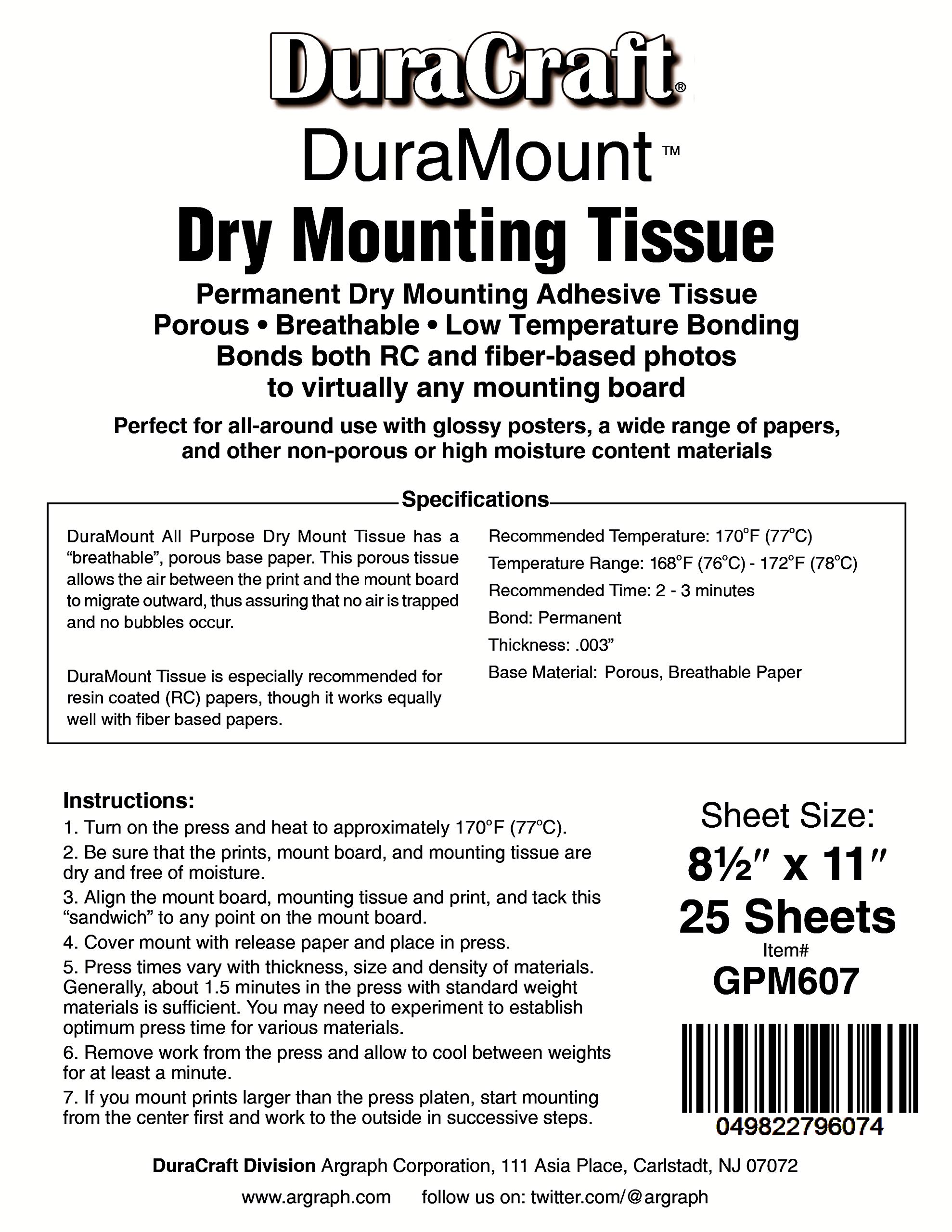 DuraMount Dry Mount Tissue 8 1/2 x 11, 25 Sheets