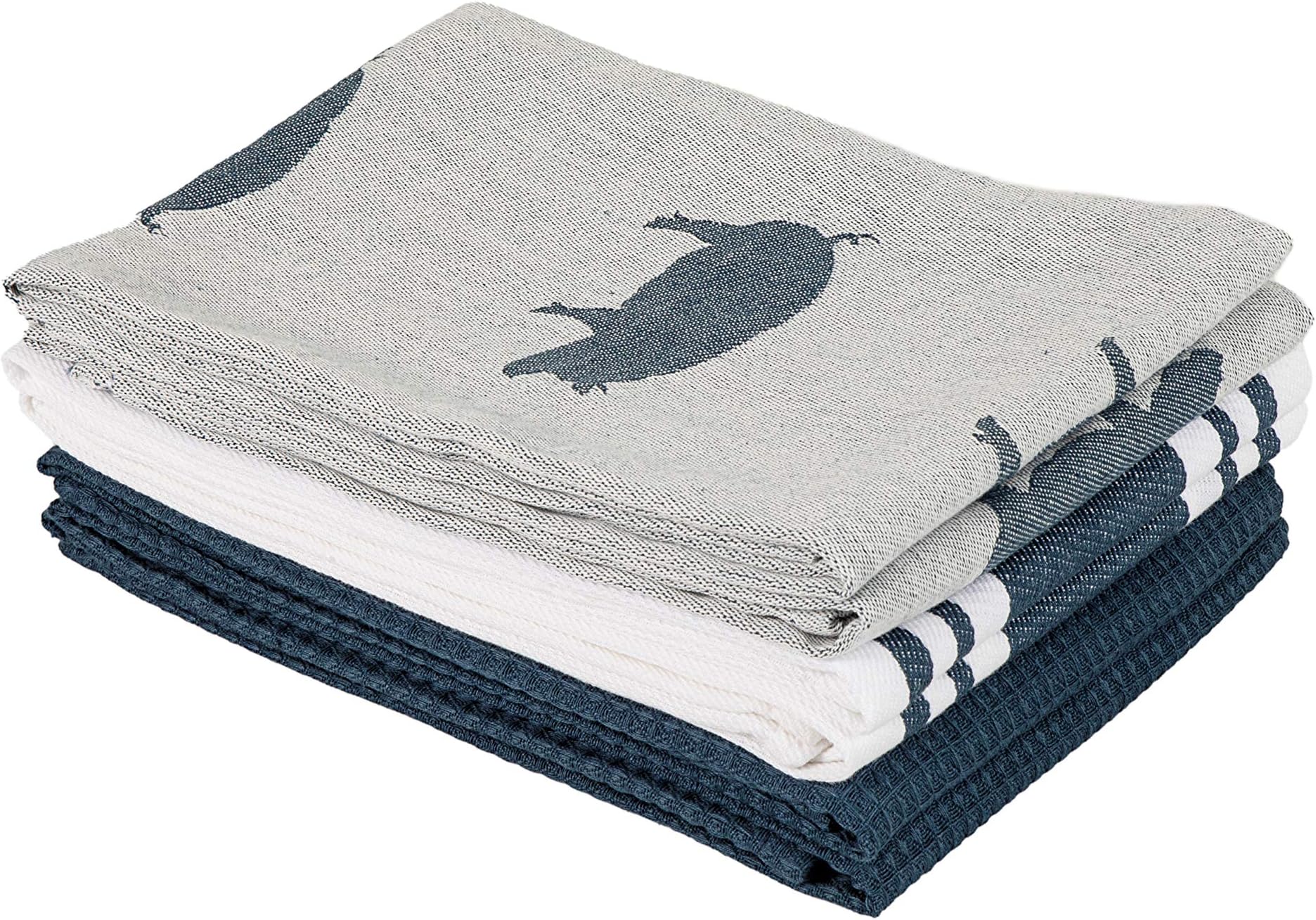 DG CollectionsKitchen Towels 100% Cotton Dish Towels Pack of 6 (18 x 28 Inches) Highly Absorbent Tea Towels & Bar Towels - Navy